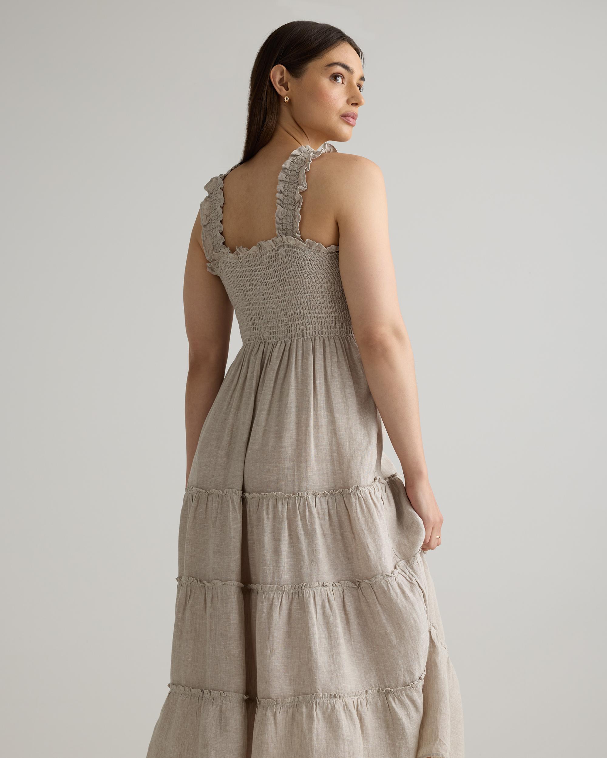 Quince | Women's 100% European Linen Smocked Midi Dress Product Image