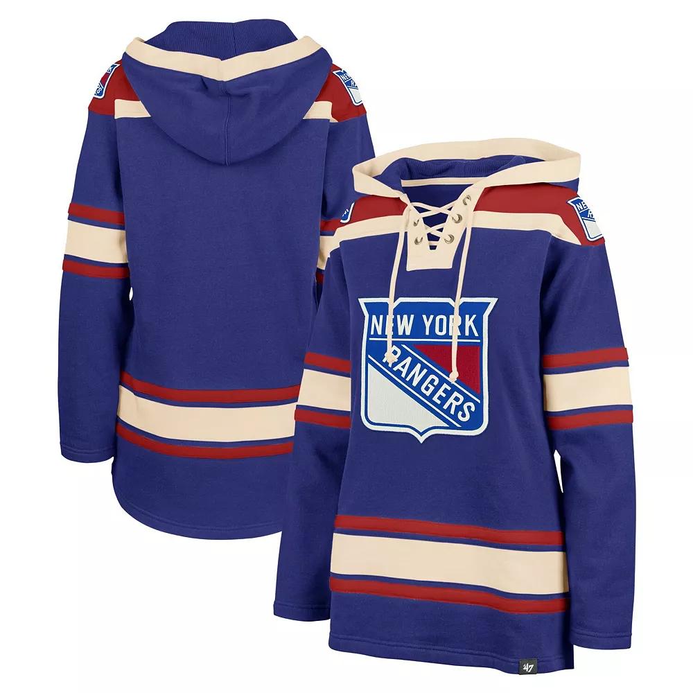 Women's '47  Blue New York Rangers Superior Lacer Pullover Hoodie, Size: Large, Ran Blue Product Image