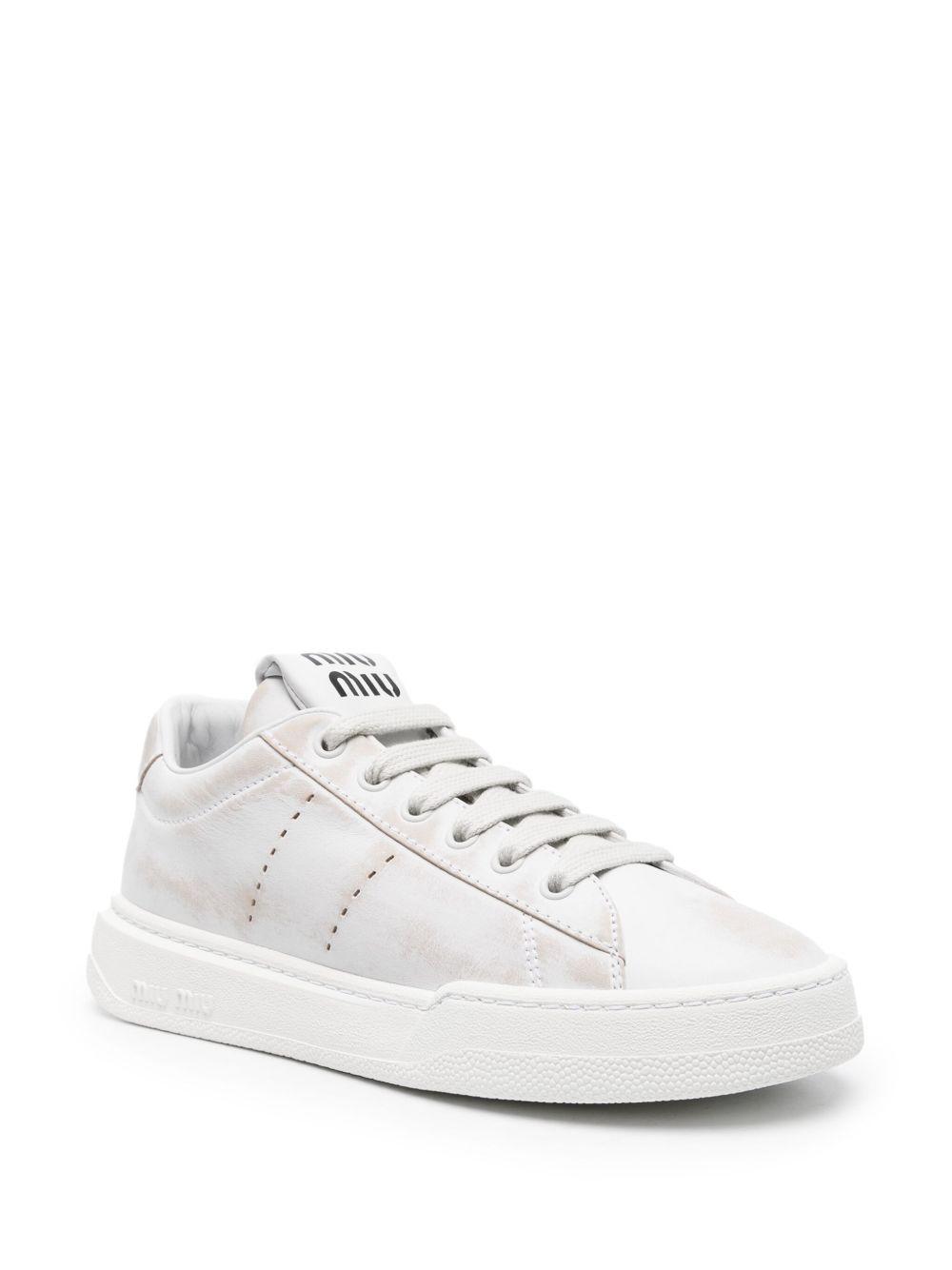 bleached leather sneakers Product Image