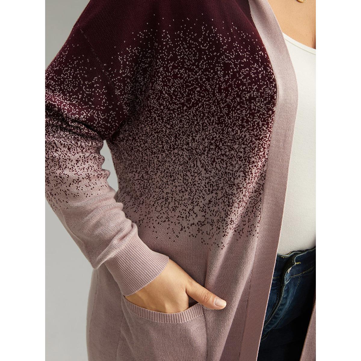 Plus Size Supersoft Essentials Ombre Heather Pocket Hooded Cardigan Burgundy Women Casual Loose Long Sleeve Dailywear Cardigans BloomChic 14-16/1X Product Image