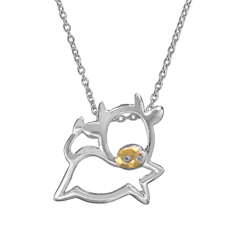 Sophie Miller Cubic Zirconia 14k Gold Over Silver & Sterling Silver Cow Pendant Necklace, Womens White Product Image