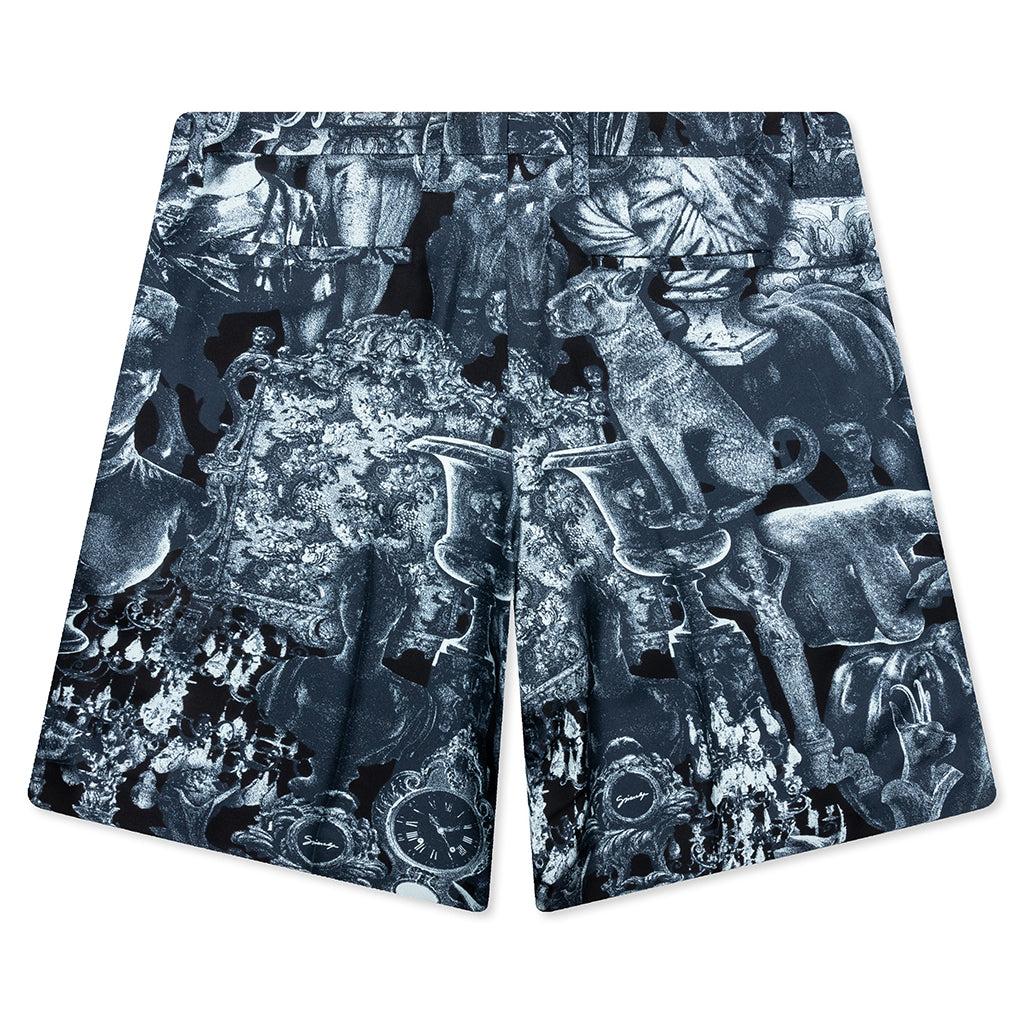 Silk Bermuda Shorts with Hubert Objects - Black/Navy Male Product Image
