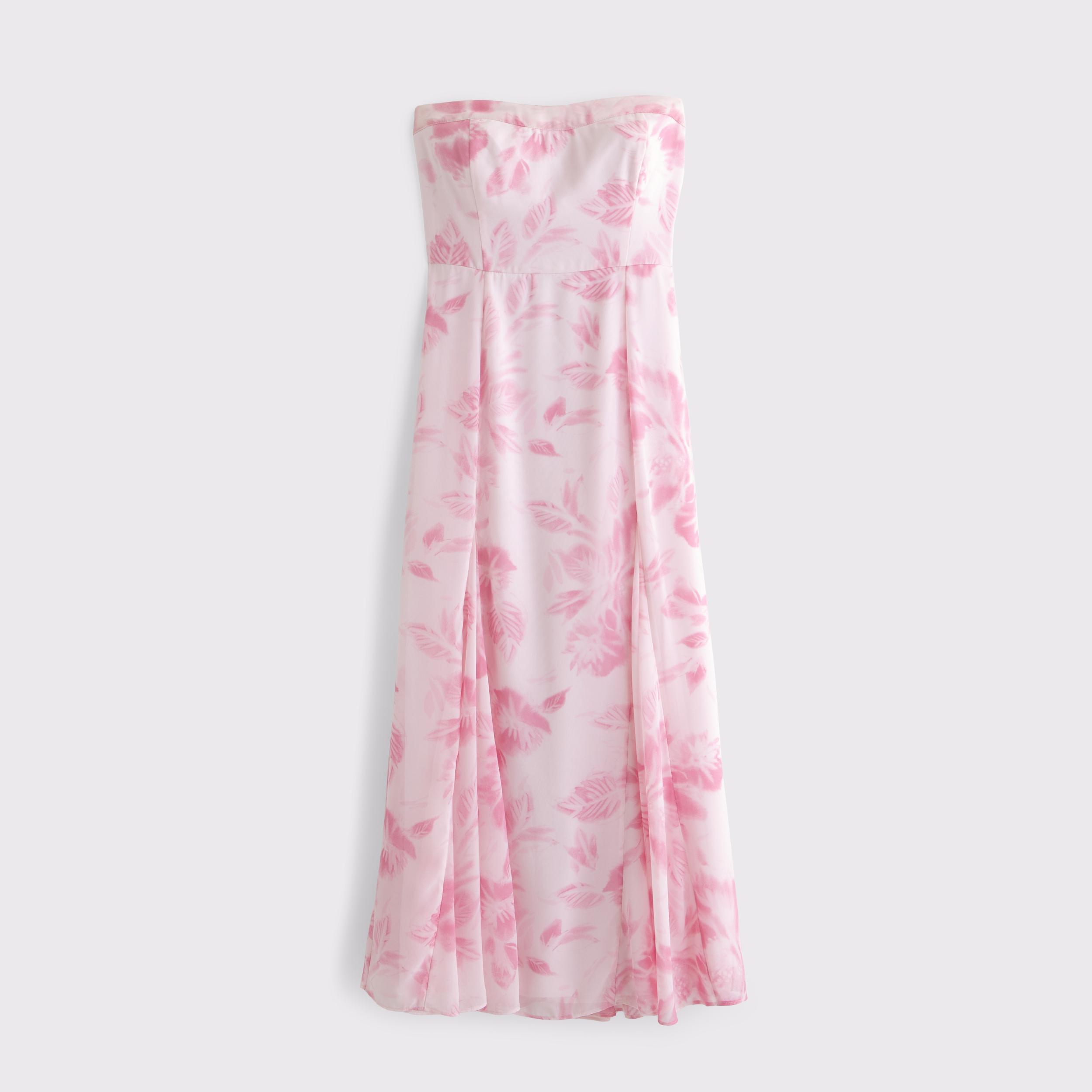 The A&F Camille Strapless Godet Midi Dress Product Image