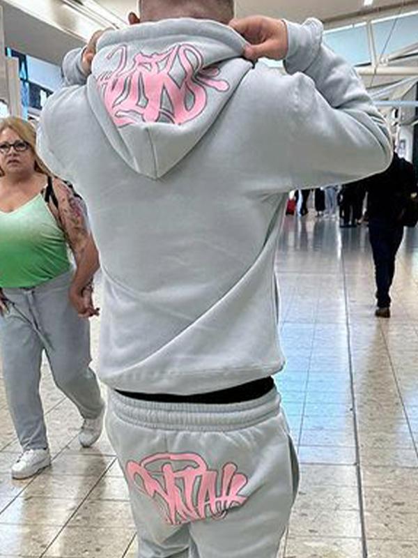 Men's Contrast Color Letter Print Drawstring Oversized Hoodie Product Image