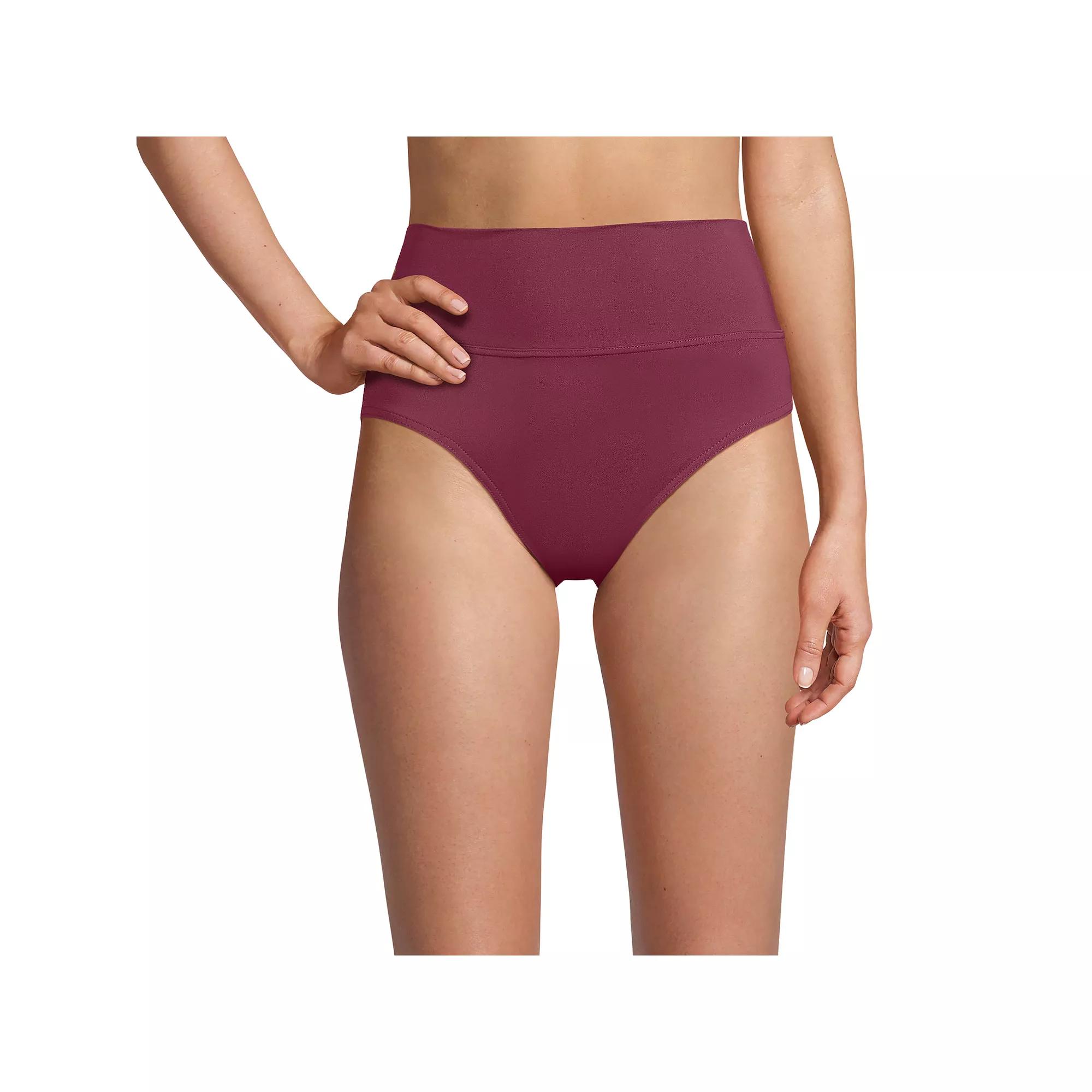 Women's Lands' End Chlorine Resistant Fold Over High Waisted Bikini Bottoms,  Product Image