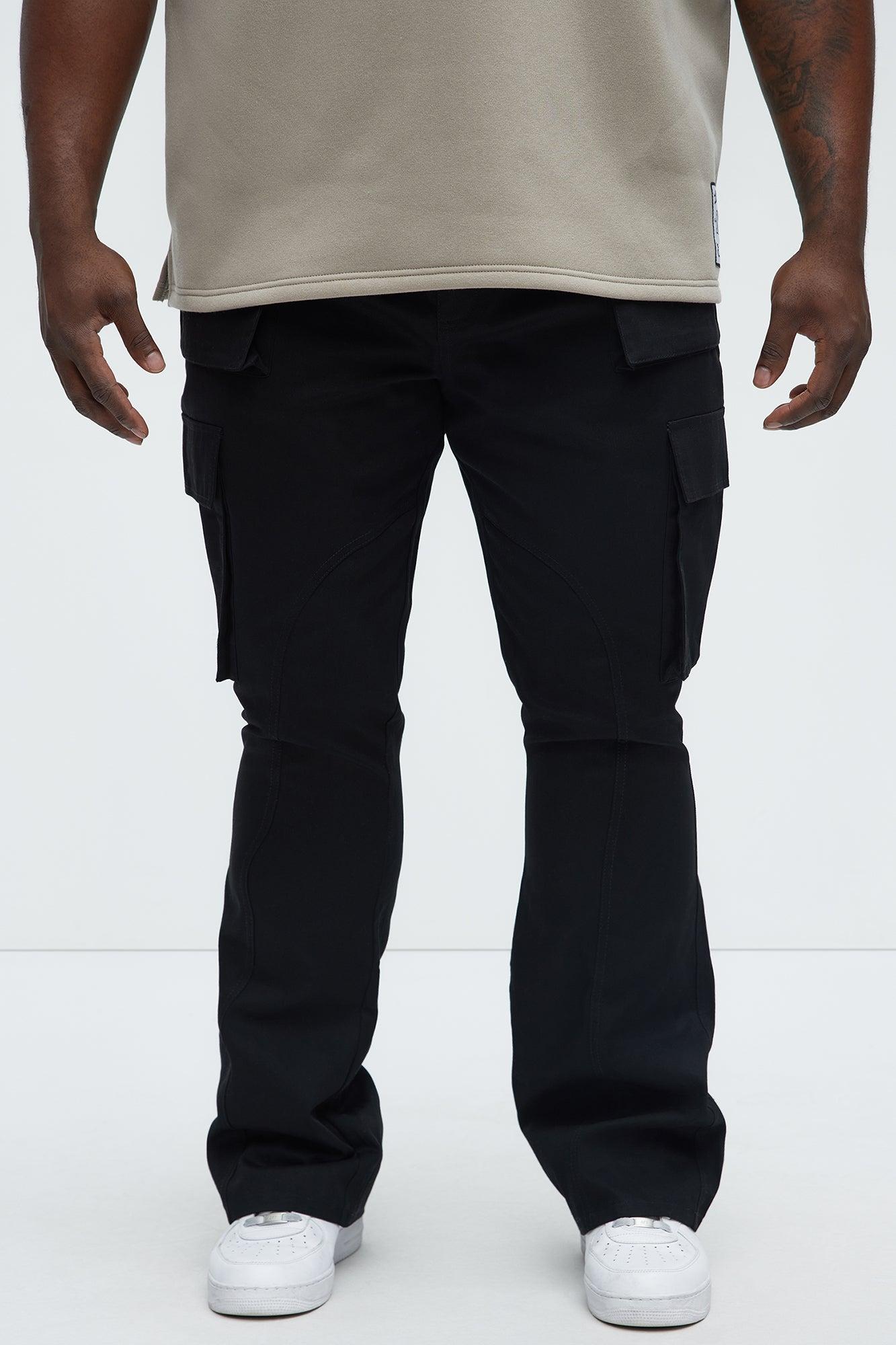 Double Up Stacked Slim Cargo Pants - Black Product Image