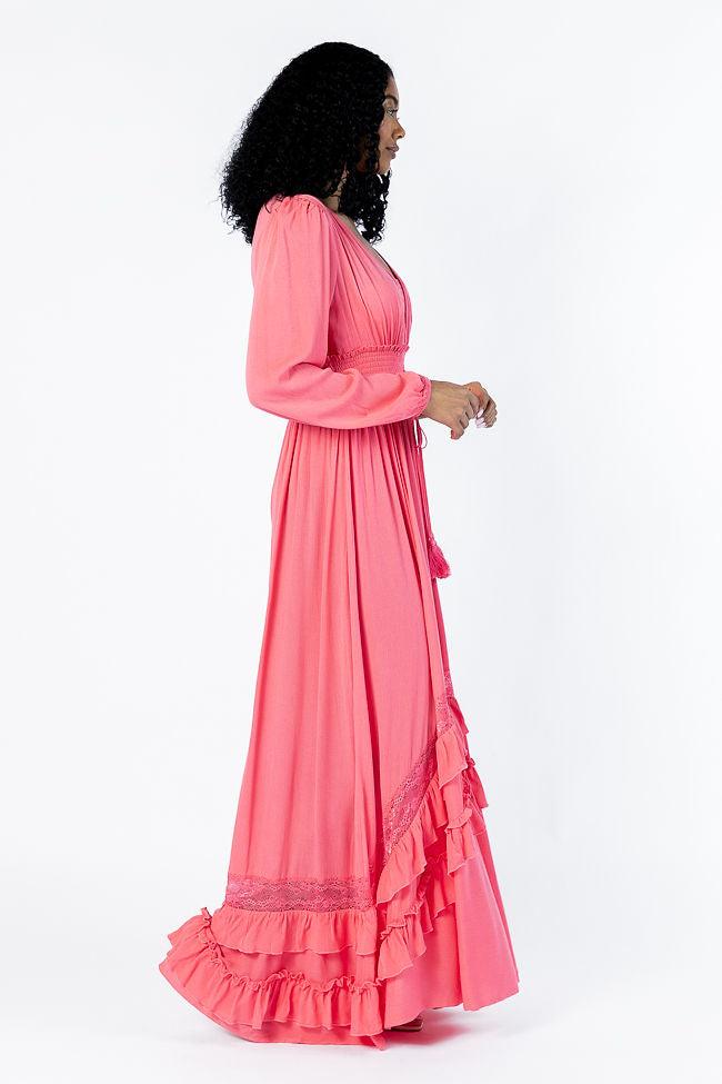 Lucky To Have You Coral Maxi Dress SALE Product Image