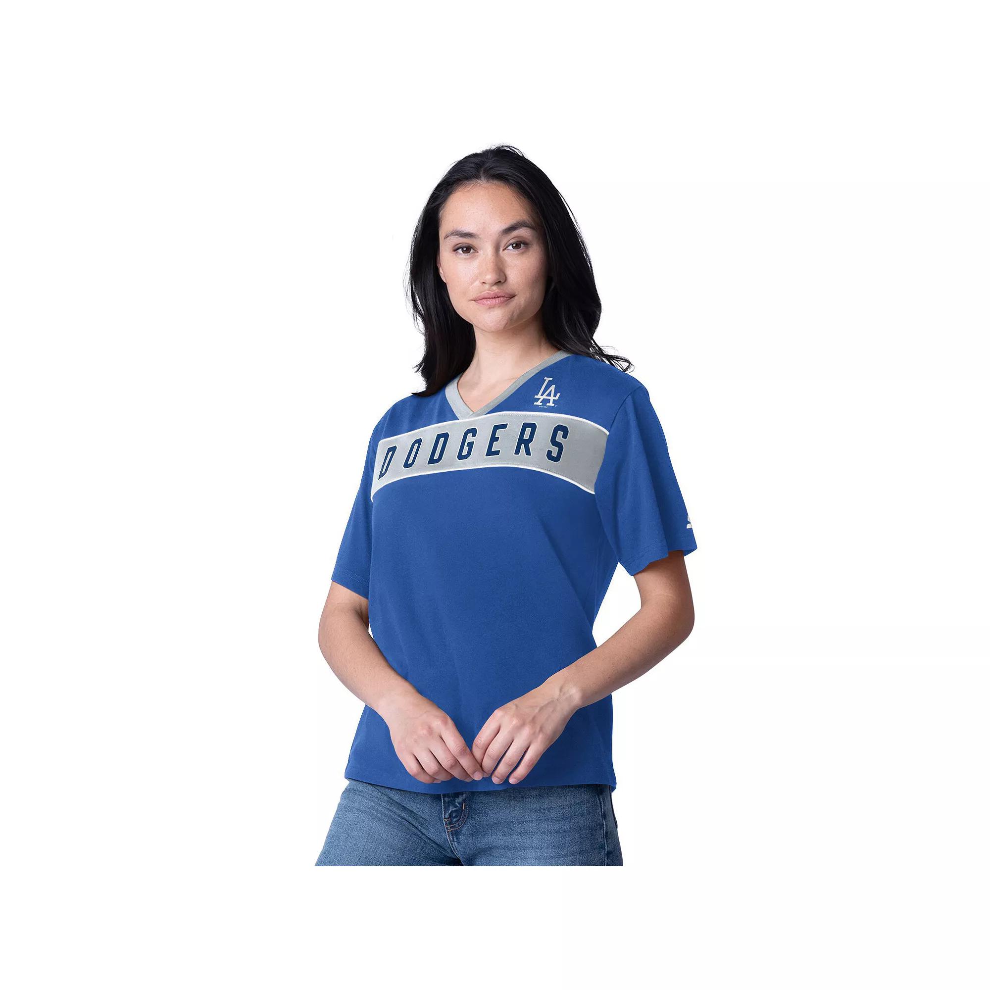 Women's Starter Royal Los Angeles Dodgers Game Day V-Neck T-Shirt, Size: Small, Blue Product Image
