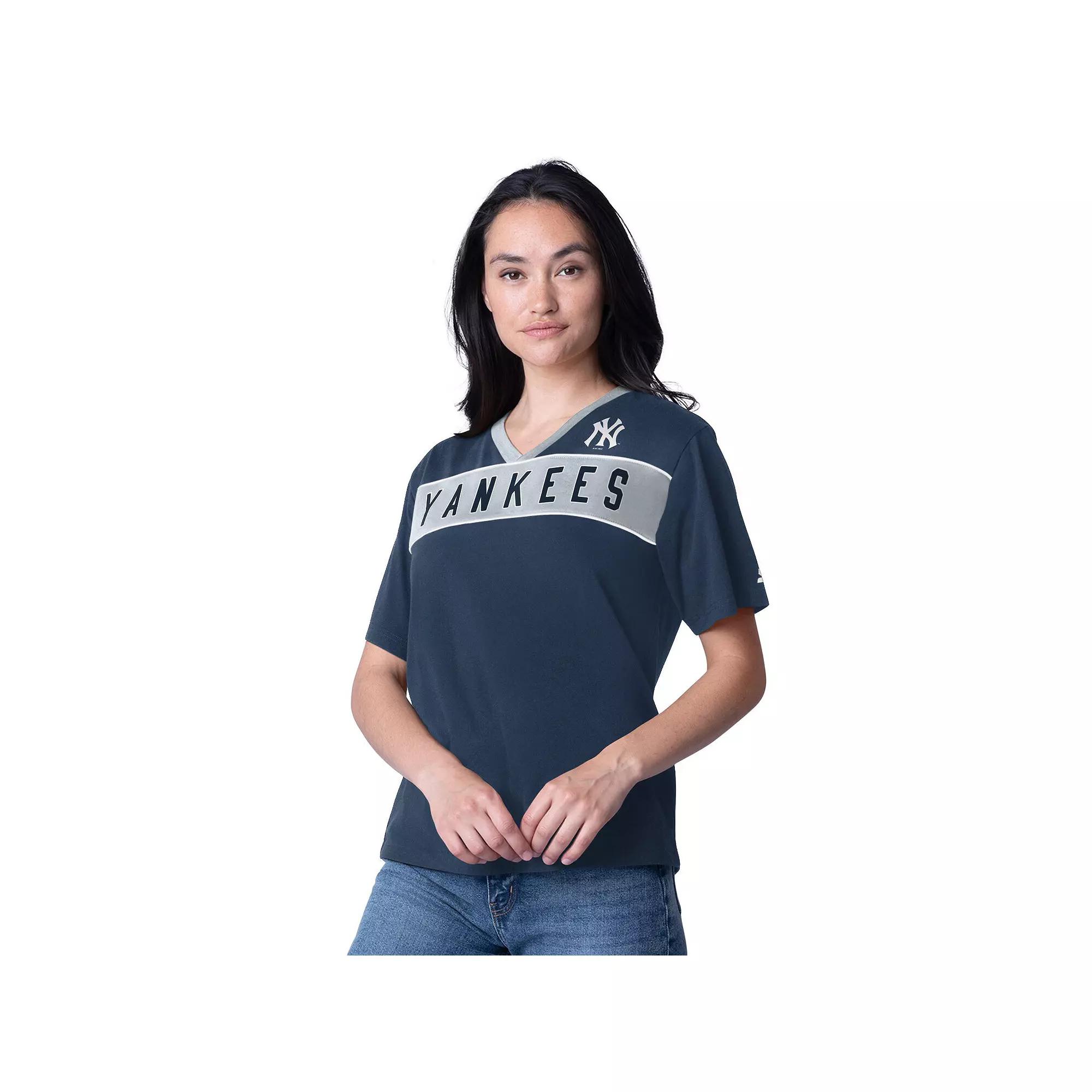 Womens Starter New York Yankees Game Day V-Neck T-Shirt Blue Product Image