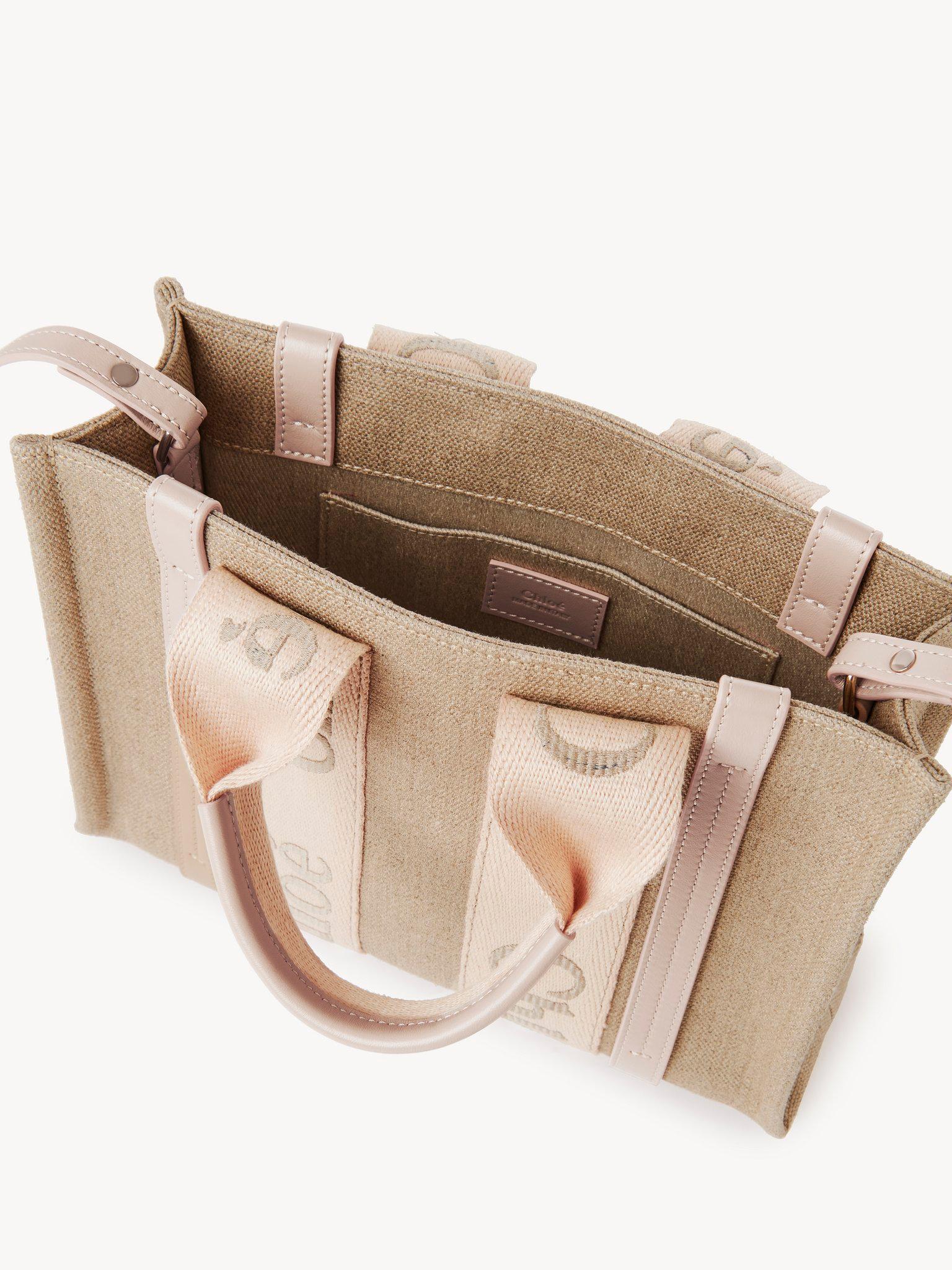 Small Woody tote bag in linen Product Image