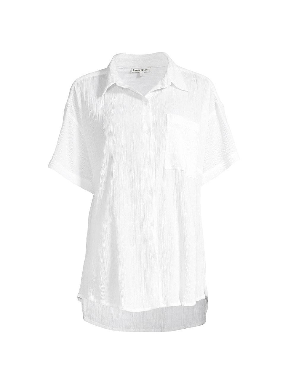 Womens Michelle Crinkled Cotton Shirt Product Image