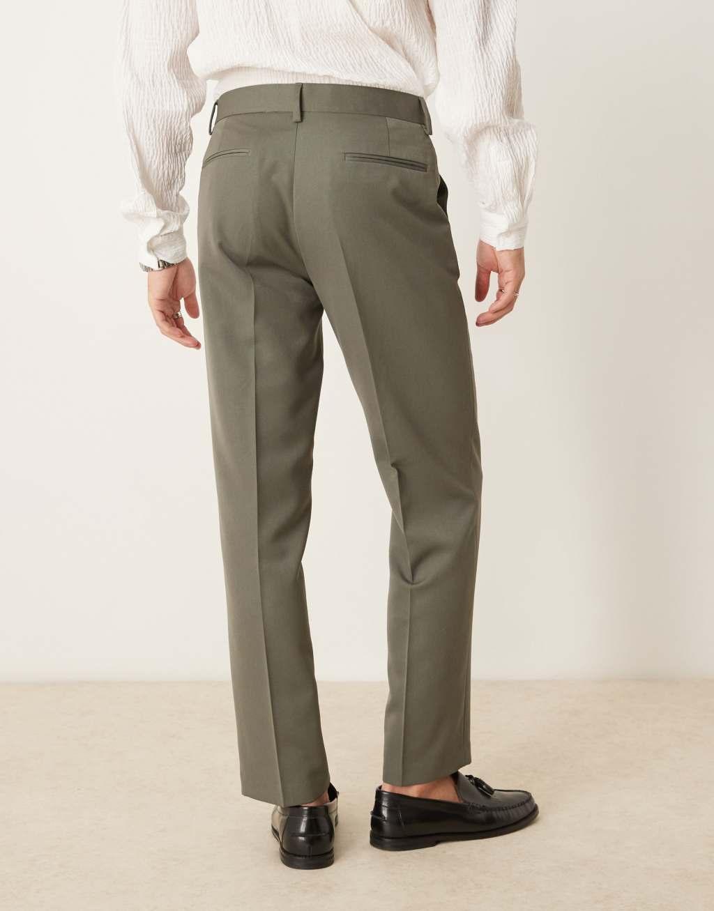 ASOS DESIGN smart straight leg pants in muted green Product Image