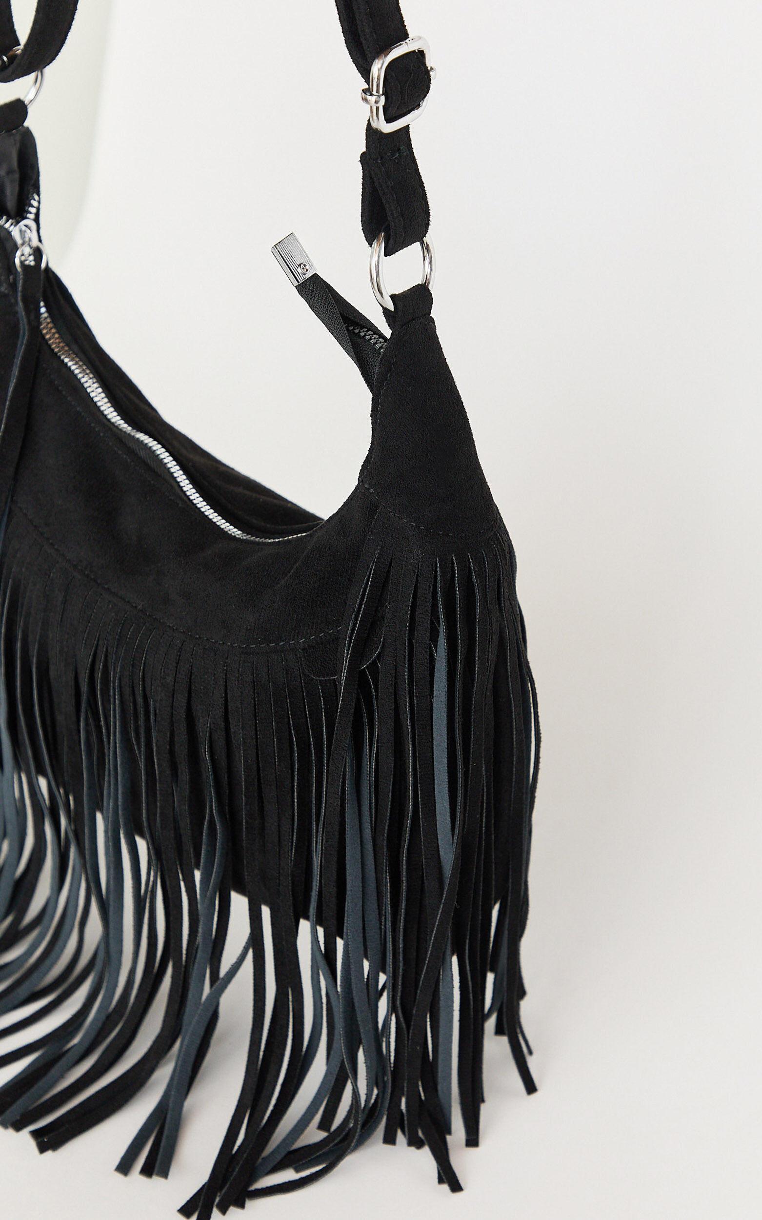 Frieda Bag - Fringe Crossbody Bag in Black Product Image