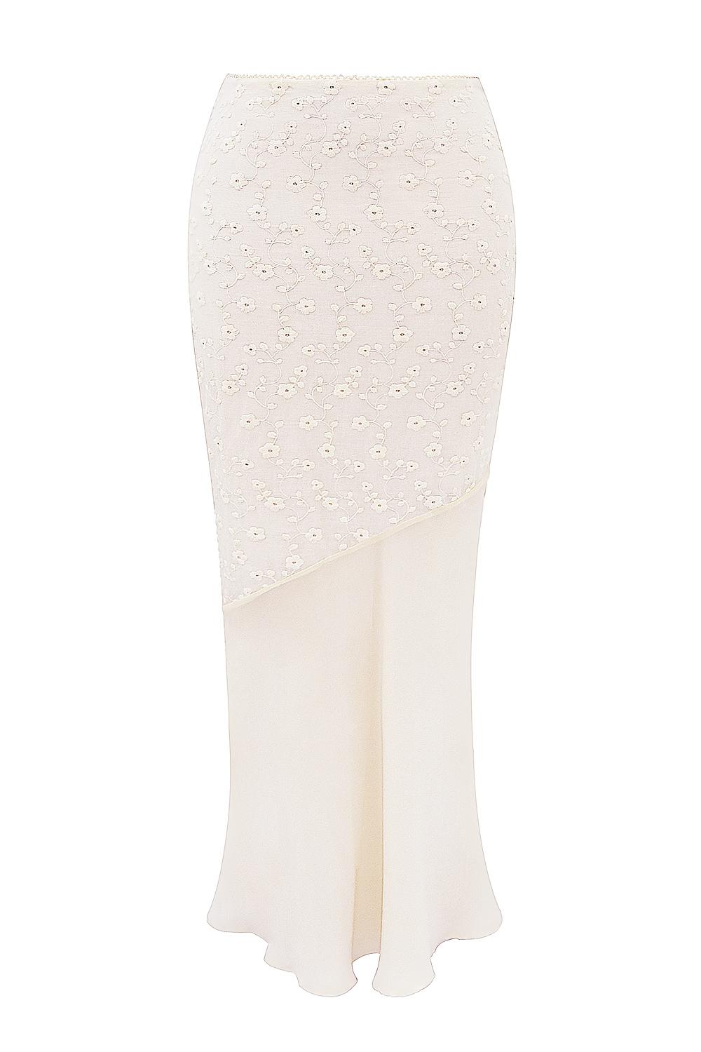 Lana  vintage cream cotton broderie anglais maxi skirt Product Image