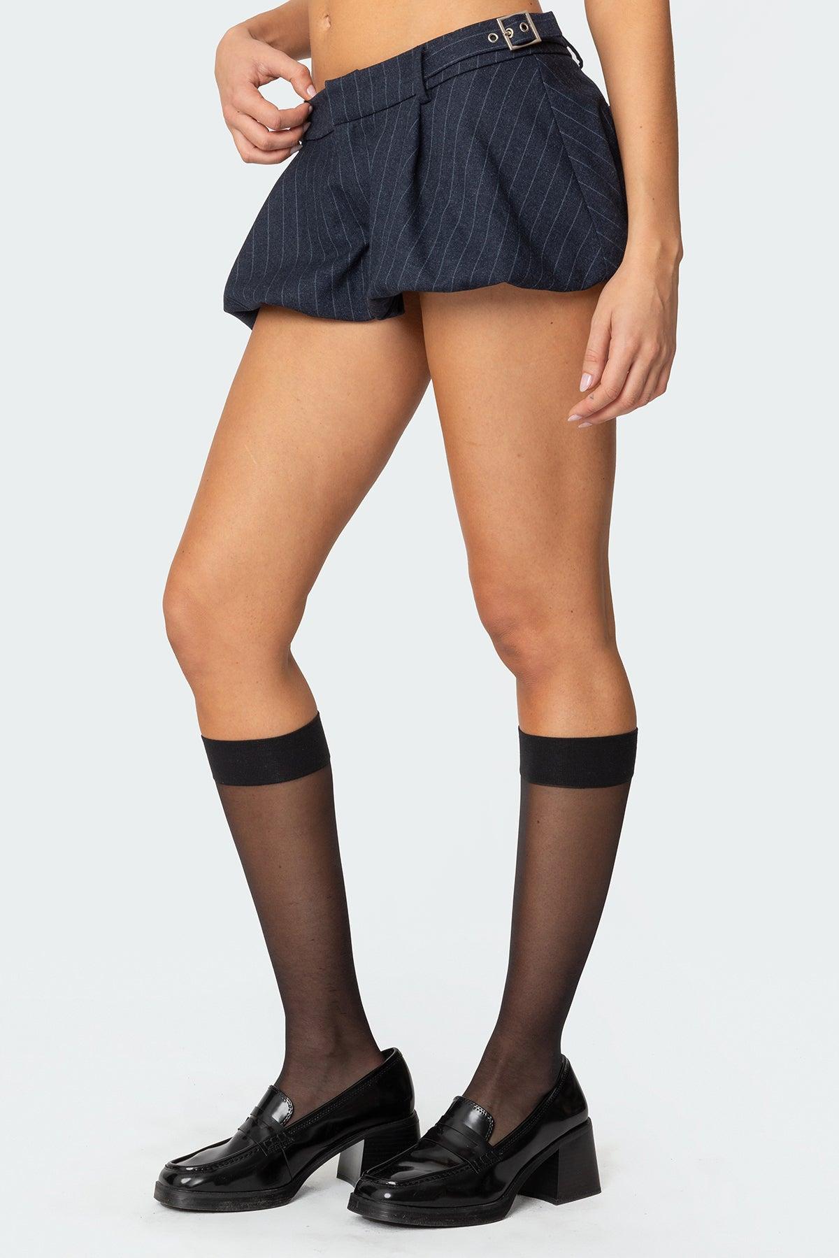 Buckled Pinstripe Bubble Mini Skort Product Image