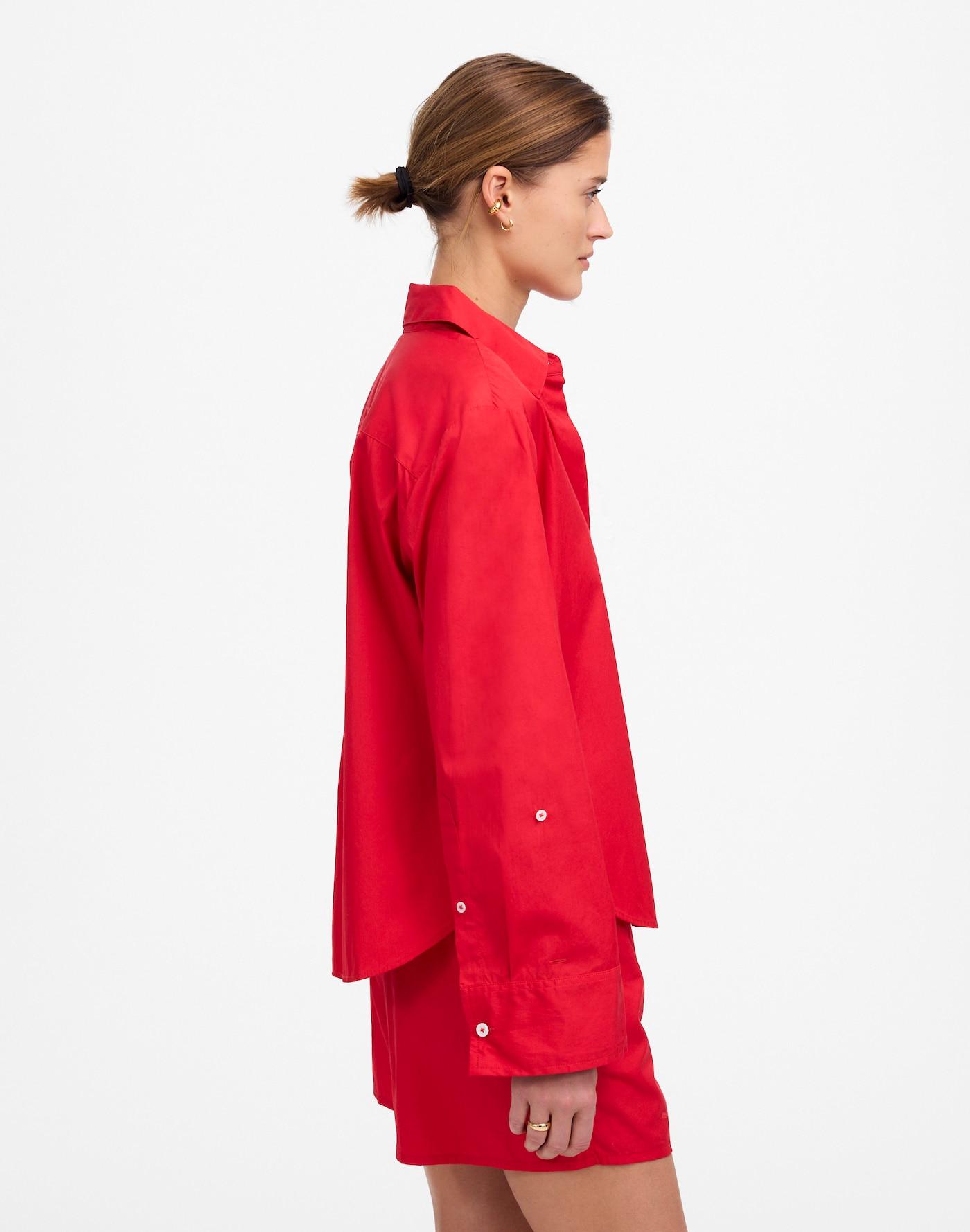 Poplin Easy Y-Neck Button-Up Shirt Product Image