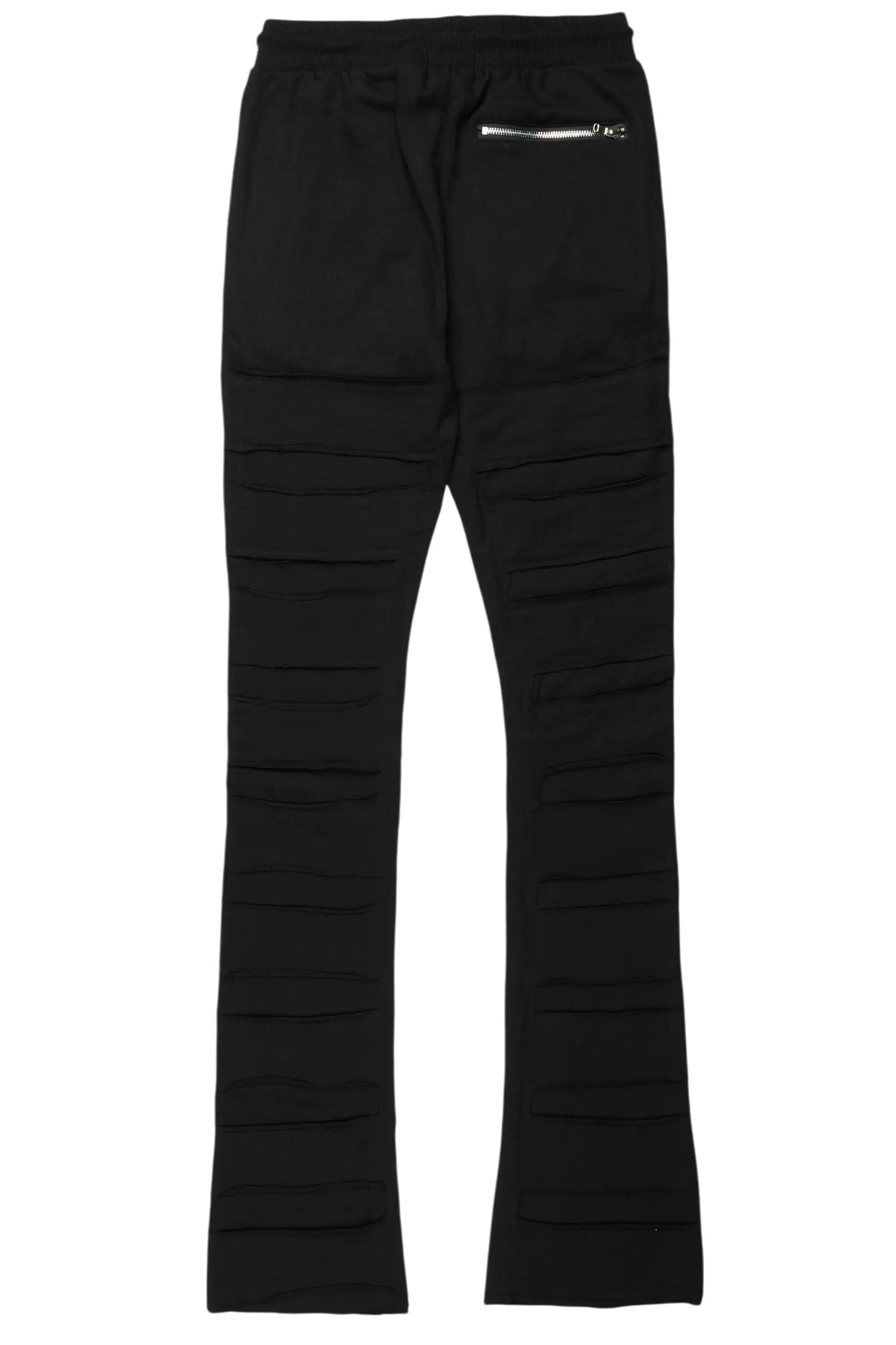 Emilio Black Stacked Flare Track Pant Male Product Image