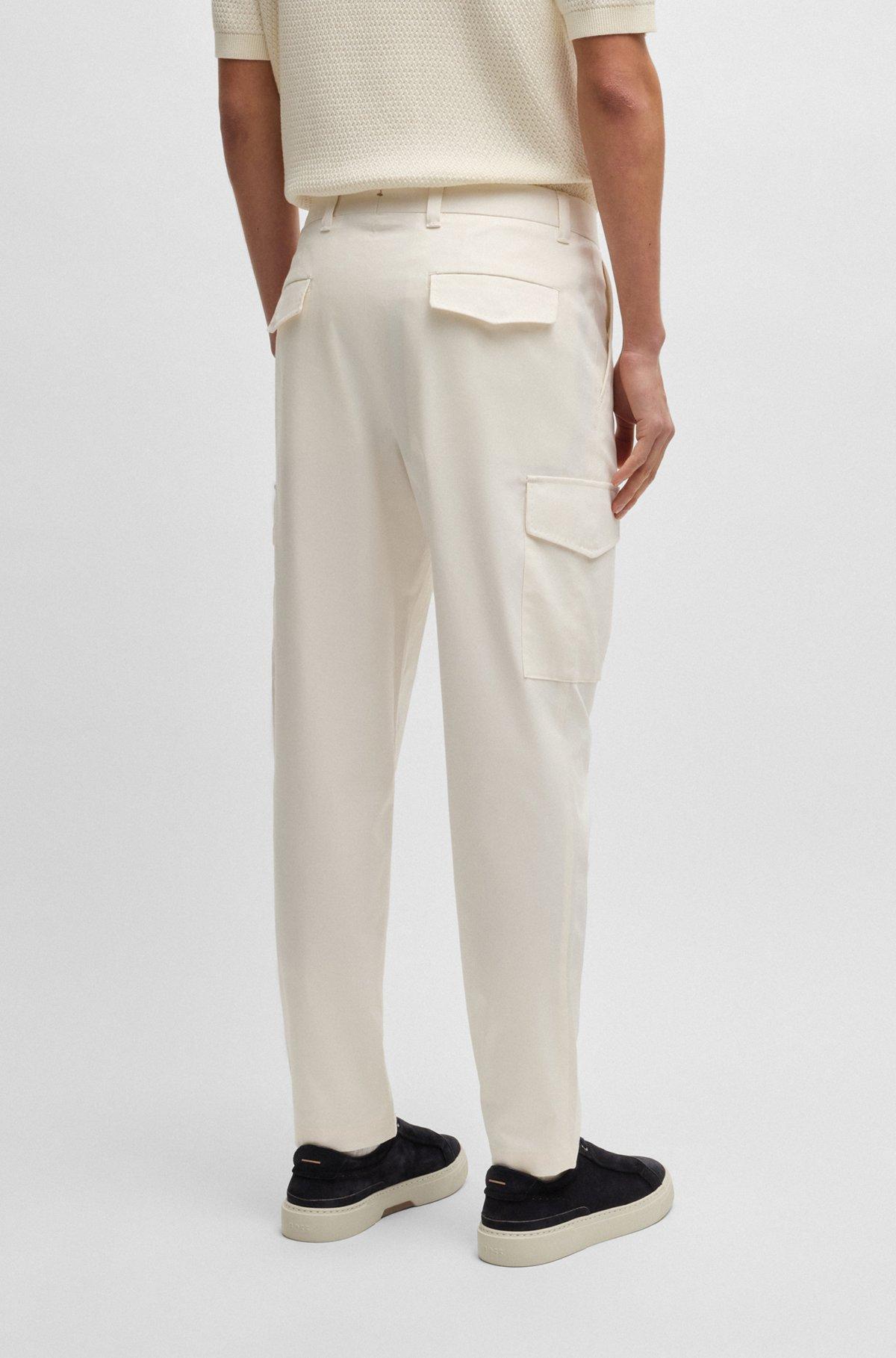 Tapered-fit trousers in cotton, silk and stretch Product Image