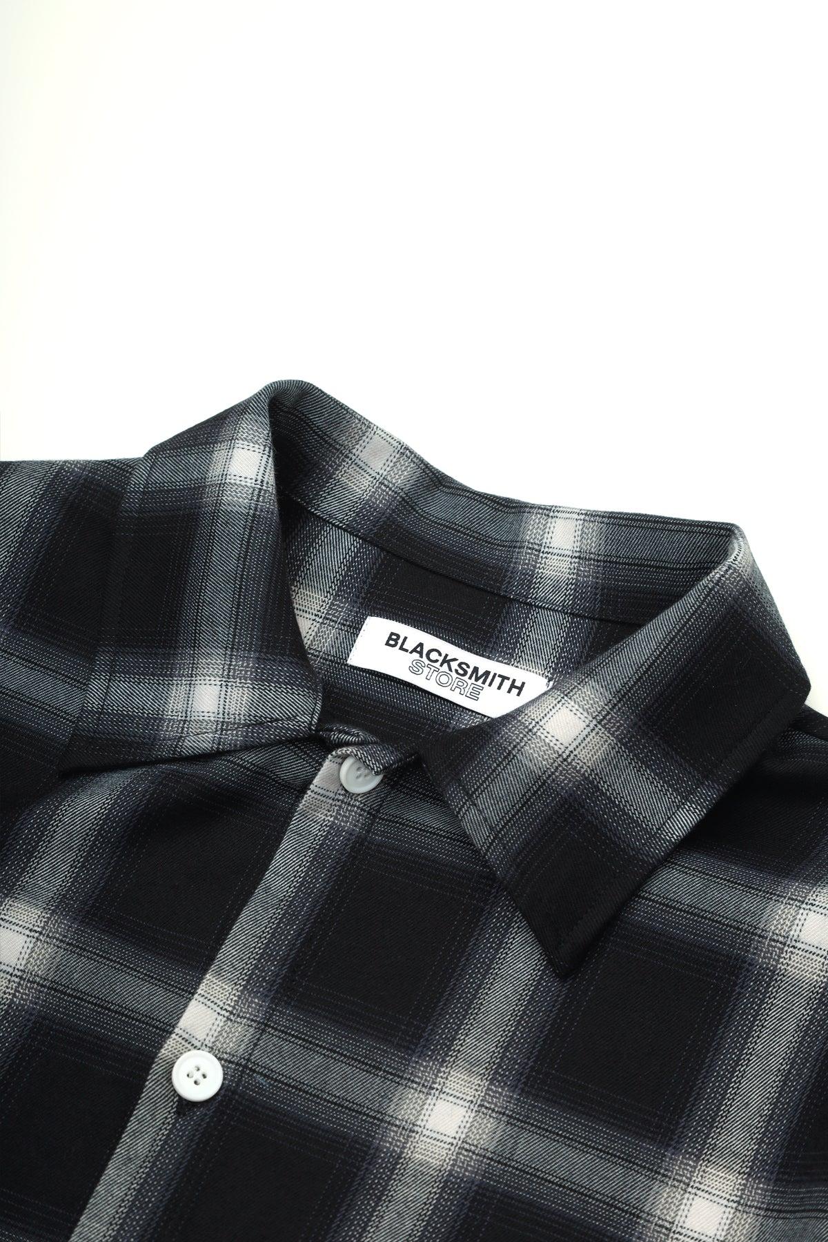 Blacksmith - Shadow Plaid Short Sleeve Shirt - Black/White Product Image