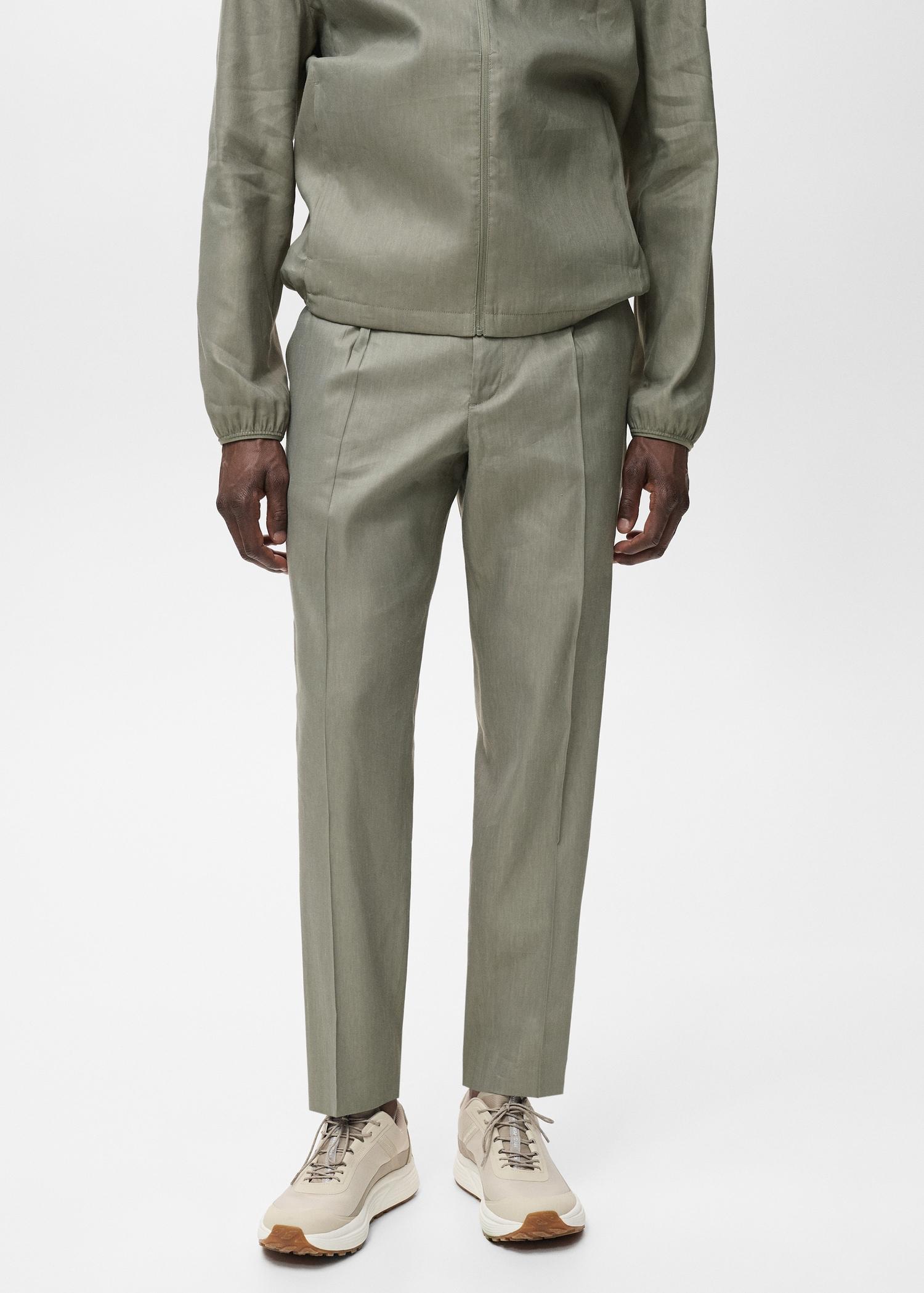 Pleated linen pants - Men | MANGO USA Product Image