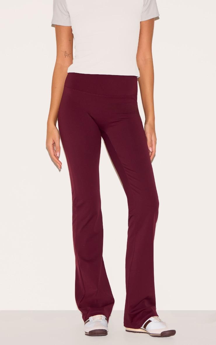 Burgundy Sculpt Straight Leg Yoga Pants Product Image
