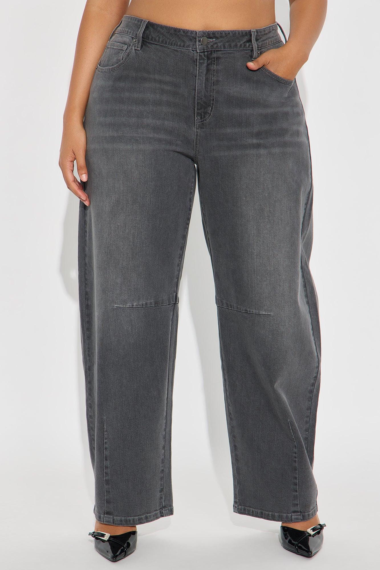 Break It Off Barrel Leg Jeans - Dark Grey Female Product Image