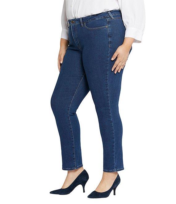 NYDJ Plus Size Sheri Slim Tonal Stitch High Rise 5-Pocket Slim Leg Ankle Jeans Product Image
