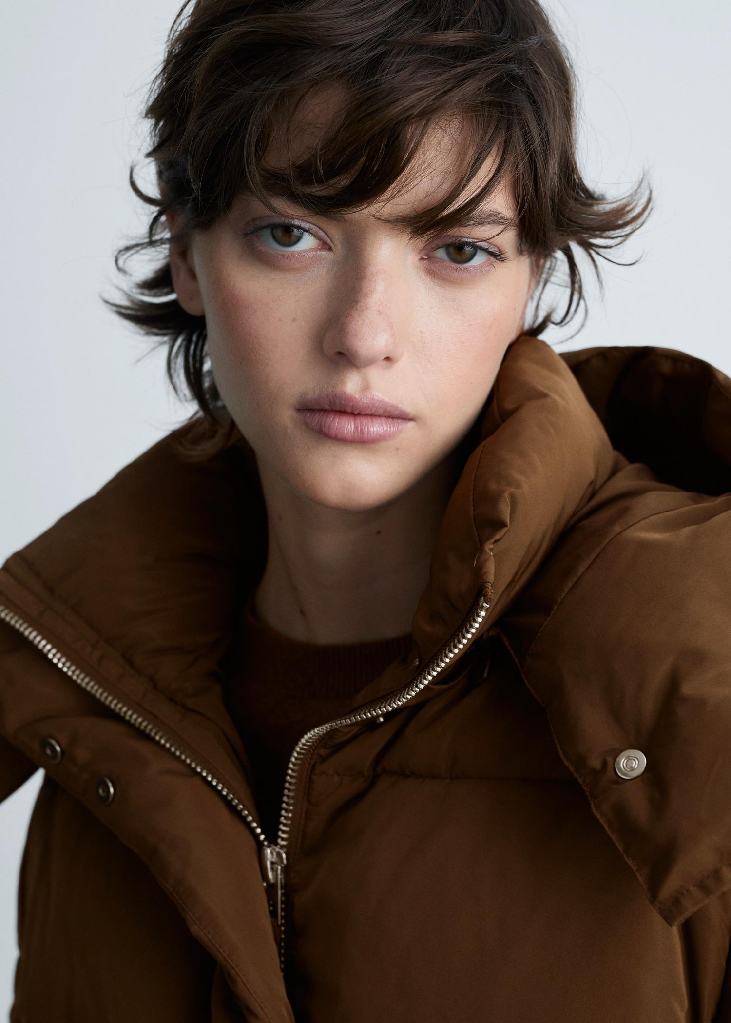 Quilted midi anorak with hood - Women | MANGO USA Product Image