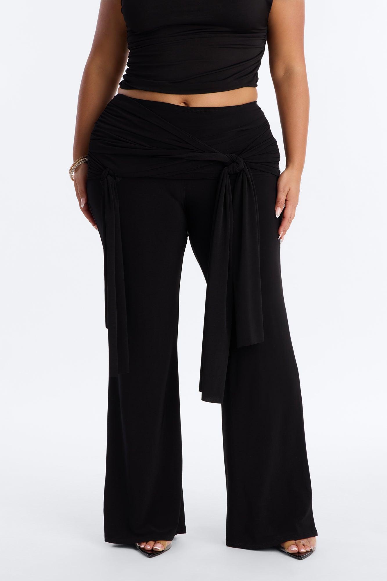 Sakura High Rise Tie Waist Flare Pants - Black Female Product Image