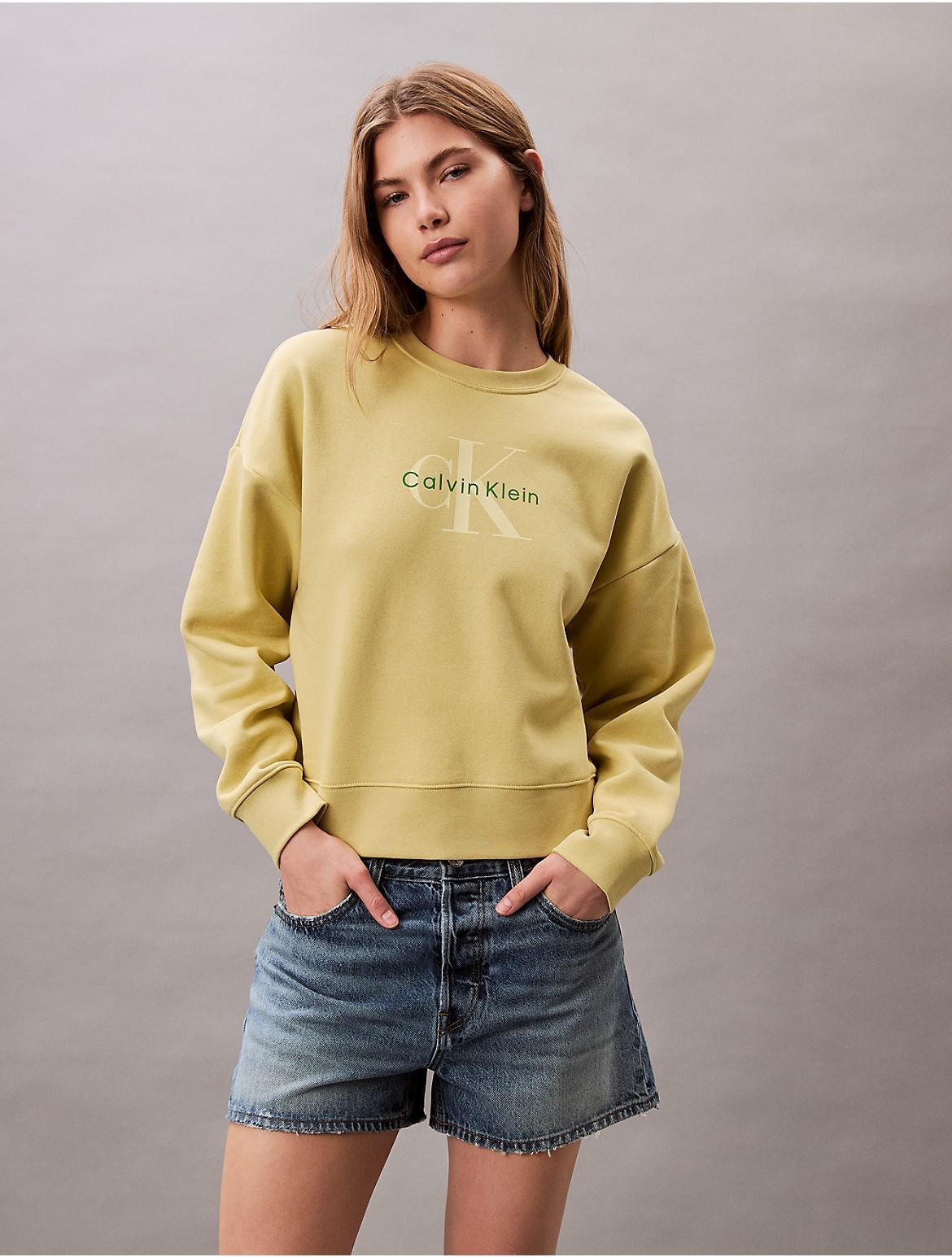 Calvin Klein Womens Monologo Fleece Relaxed Sweatshirt Product Image