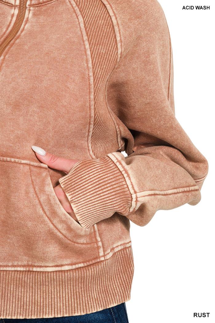 Acid wash zip up fleece jacket Product Image