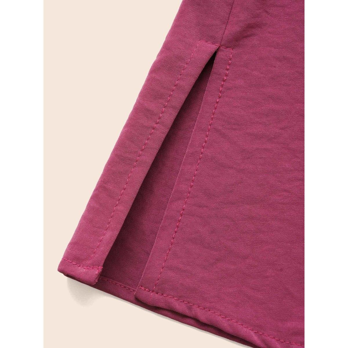 Plus Size RedViolet V Neck Lace Panel Slit Hem Blouse Women Elegant Long Sleeve V-neck Everyday Blouses BloomChic 12/L Product Image