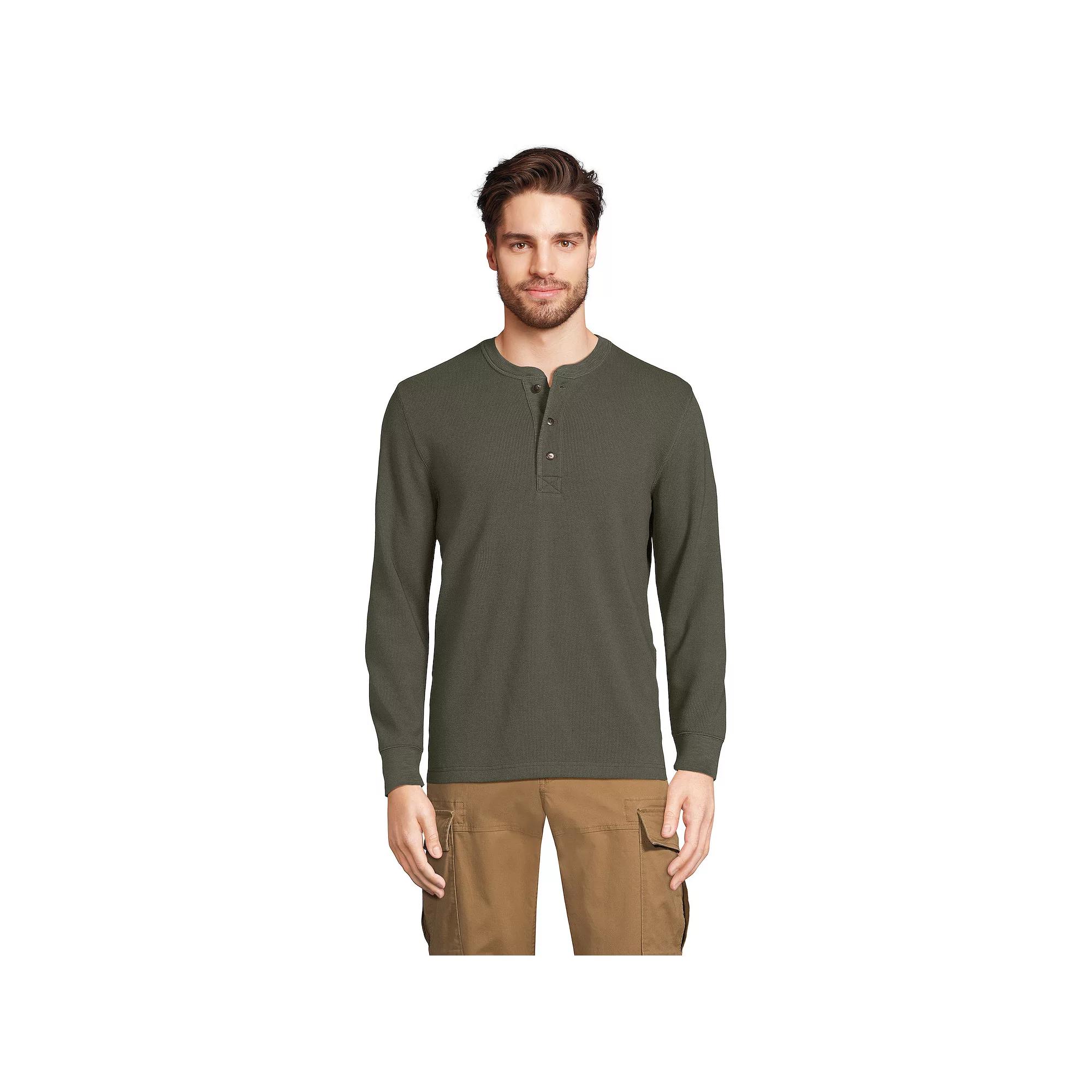 Men's Lands' End Comfort-First Regular-Fit Thermal Waffle Henley,  Product Image