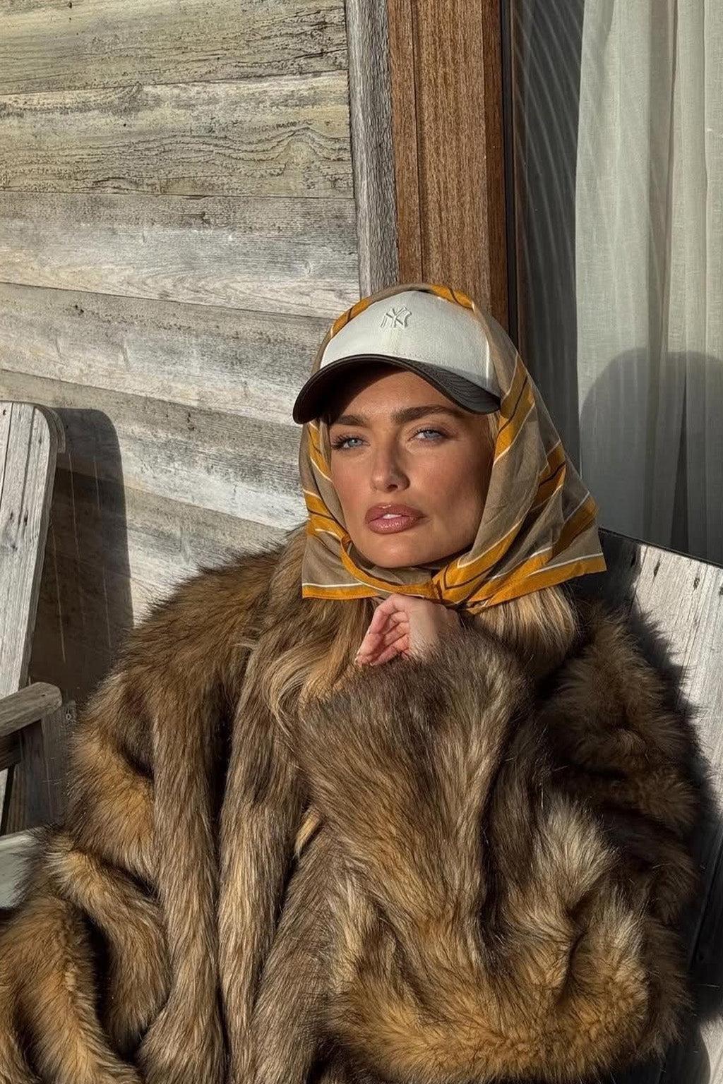 Misty Brown Faux Fur Coat Product Image