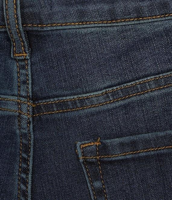 John Mark Petite Size Embroidered Hem Straight Leg Jeans Product Image