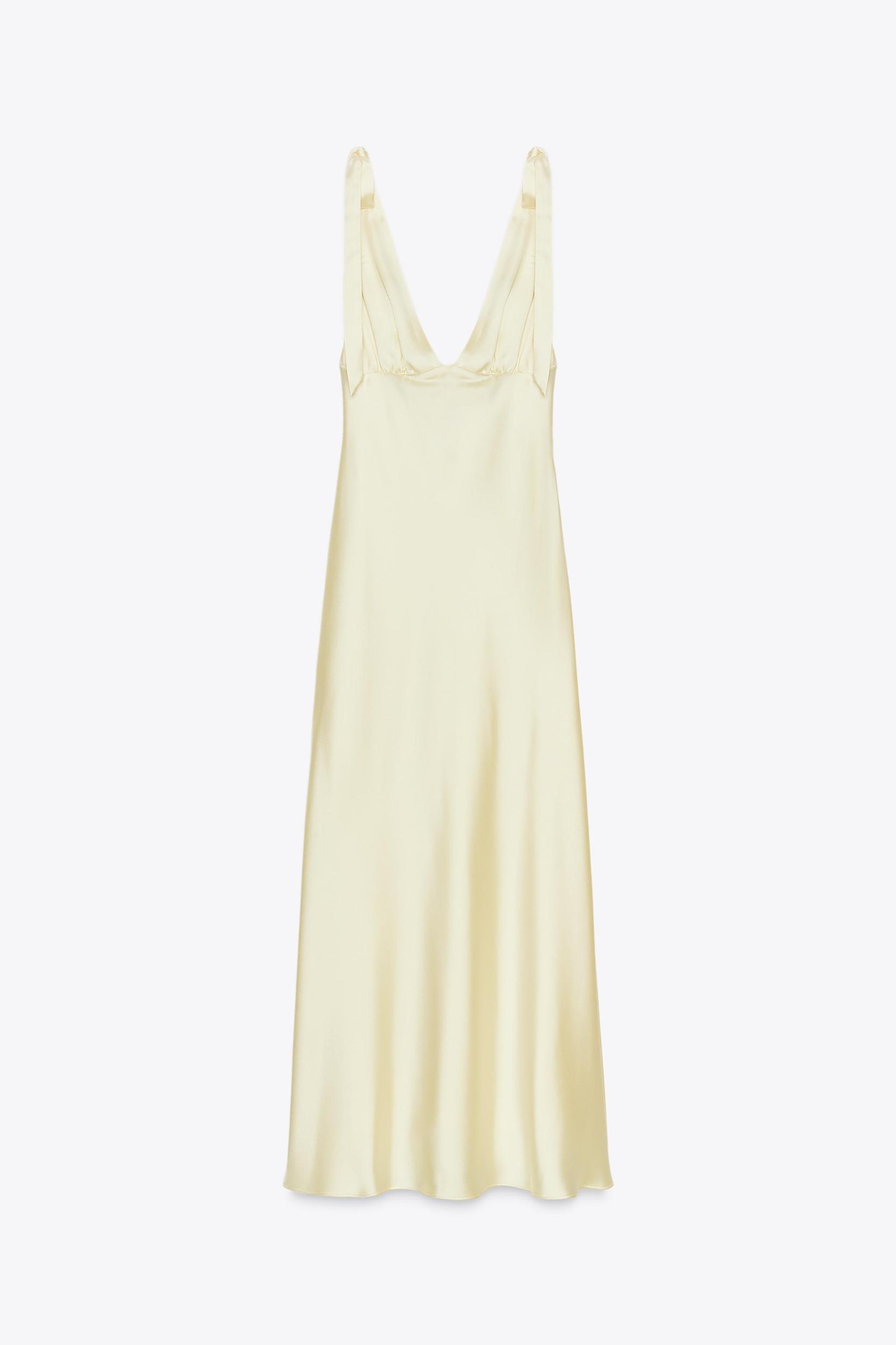 SATIN MIDI DRESS WITH TIES Product Image