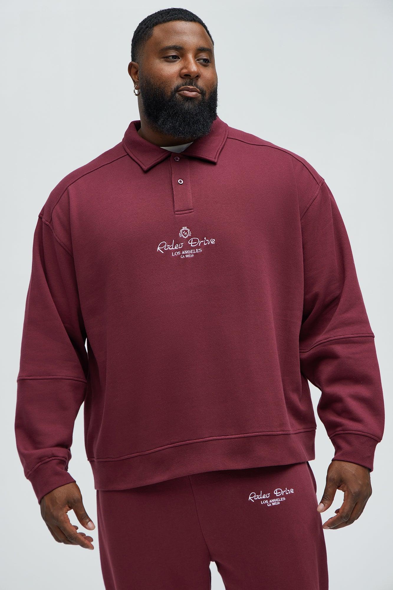 Rodeo Drive LA Collar Sweatshirt - Burgundy Product Image