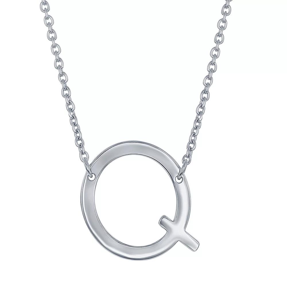 Sterling Silver Sideways Initial Necklace, Women's, Size: 16-18" ADJ, Sterling P Product Image