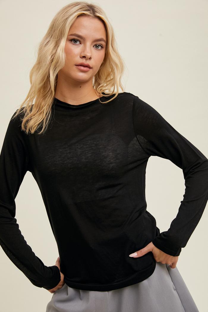 Lettuce Mock Neck Knit Top Product Image
