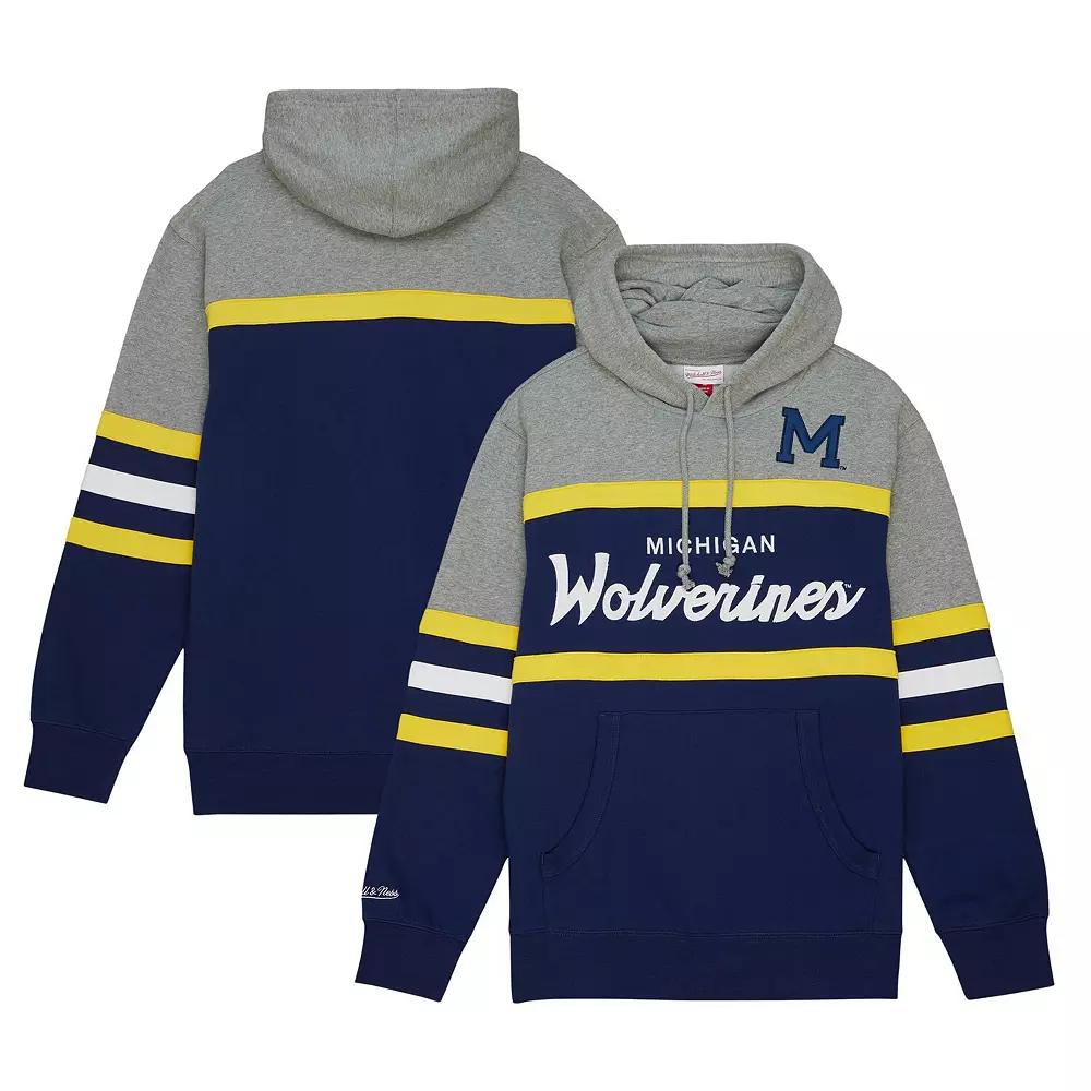 Men's Mitchell & Ness Navy Michigan Wolverines Head Coach Pullover Hoodie, Size: 2XL, Blue Product Image