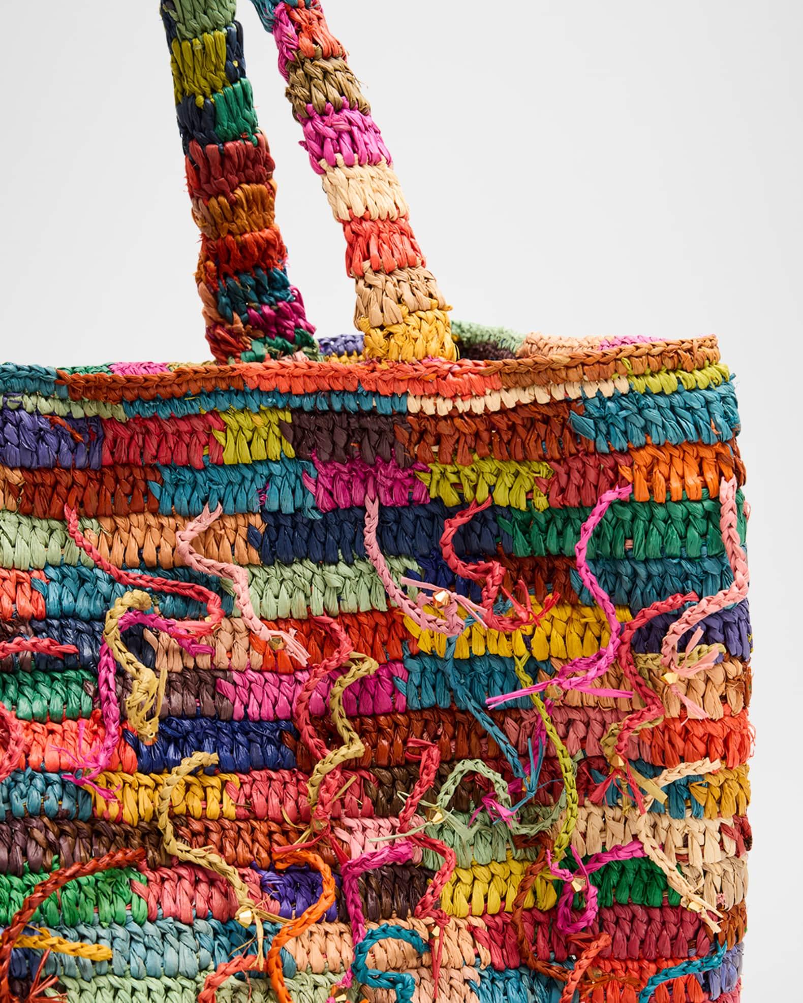 Spaghetti Woven Tote Bag with Beaded Fringe Product Image