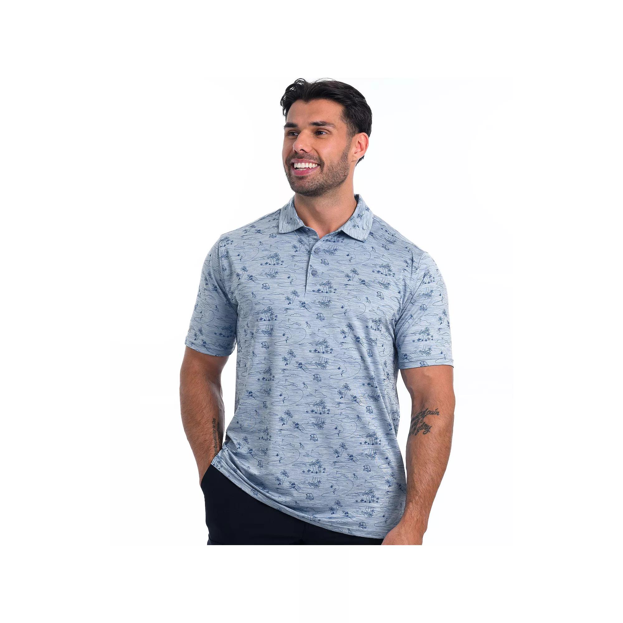 Men's Antigua Scenic Polo, Size: XXL, Faded Denim Grey Product Image