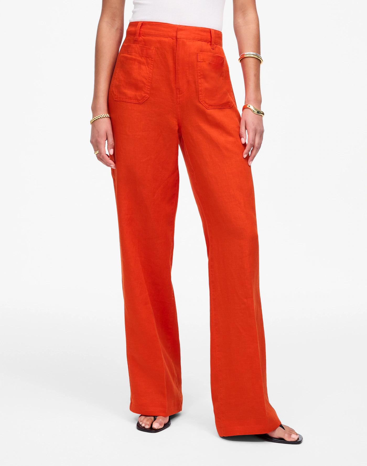 Patch Pocket Flare Pant in 100% Linen Product Image