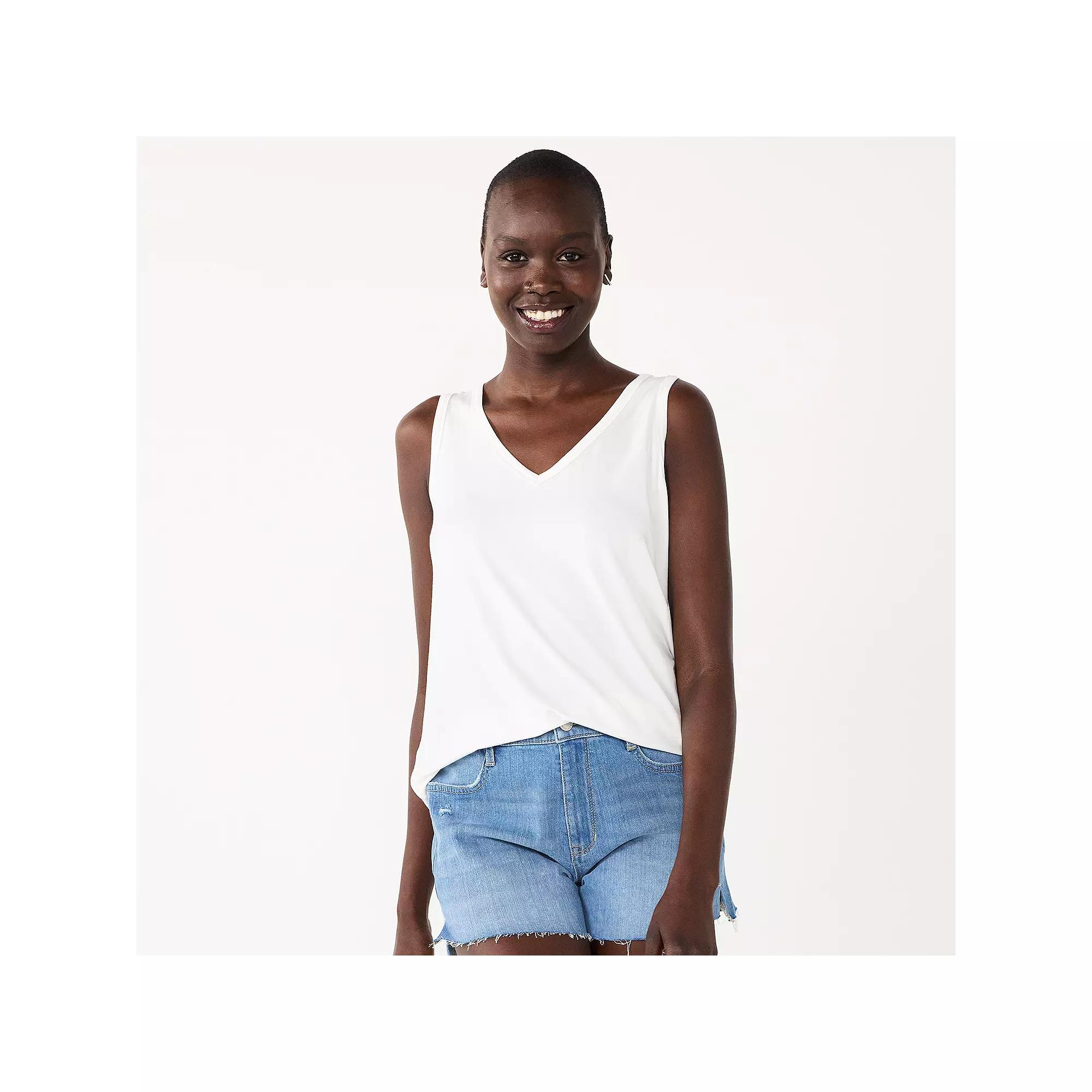 Women's Nine West Easy V-Neck Tank Top, Size: Medium, White Knight Product Image