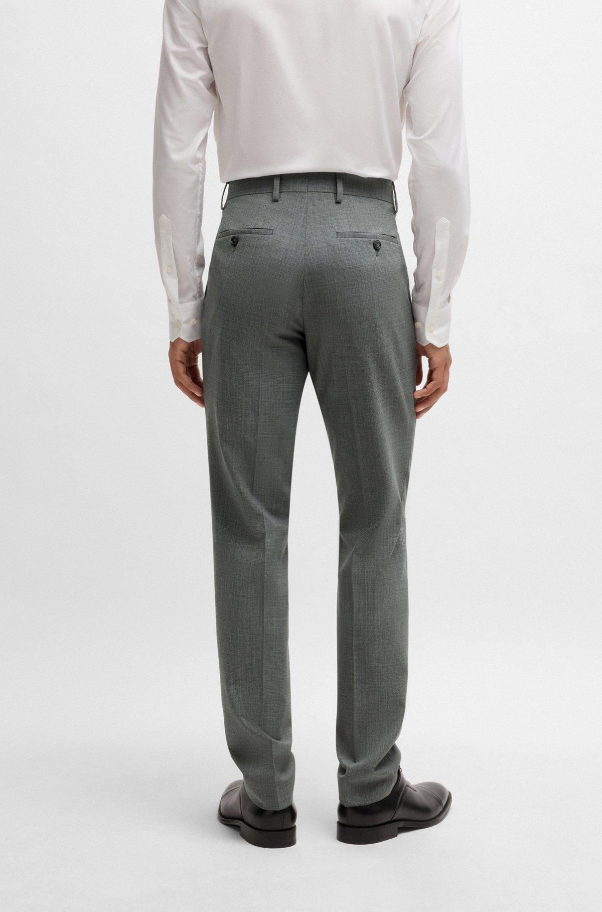 BOSS - Slim-fit suit in micro-patterned stretch cloth - Grey Product Image