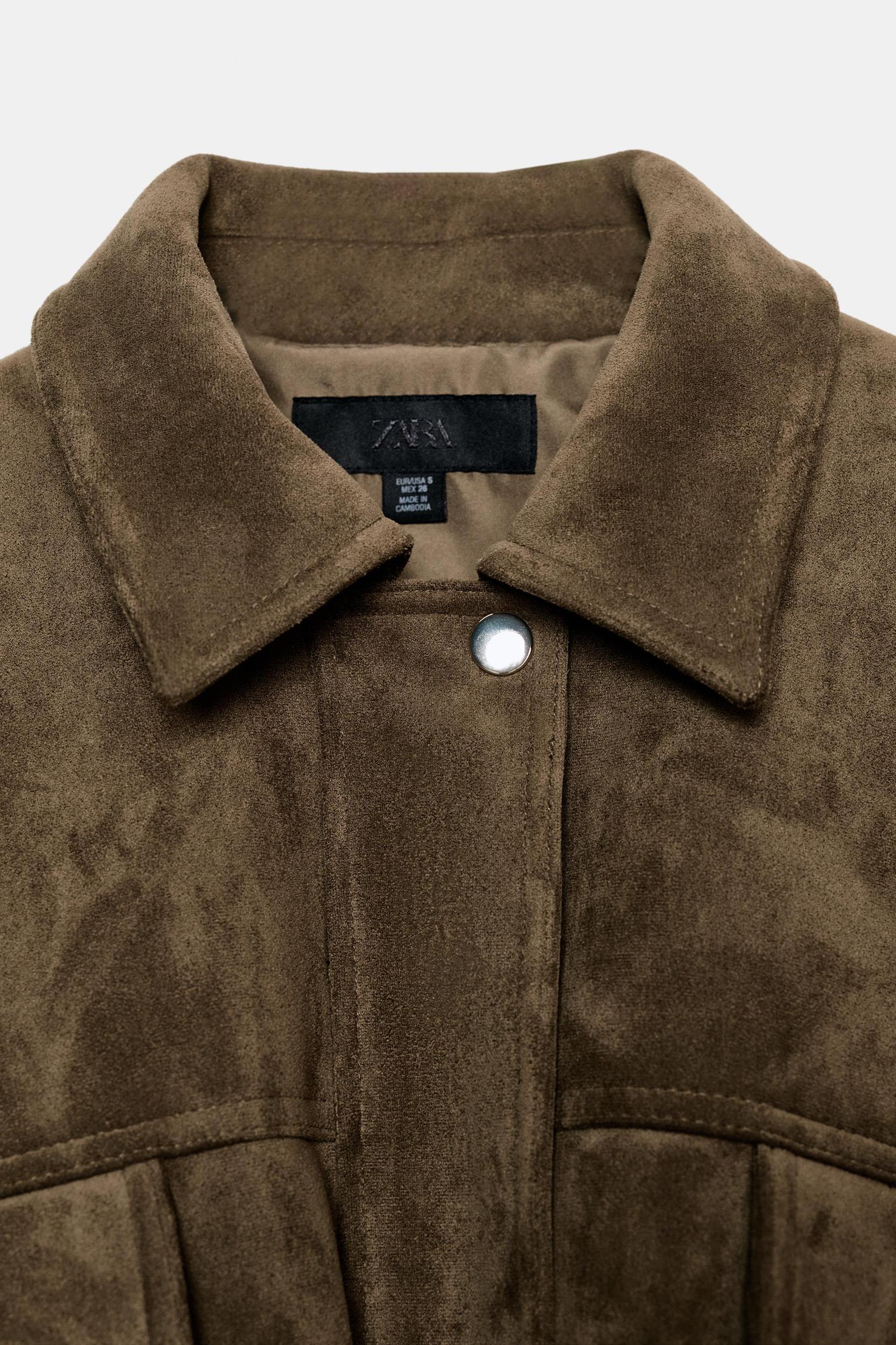 OVERSIZED FAUX SUEDE HOODED BOMBER JACKET Product Image