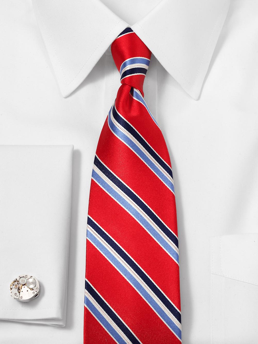 Stripe Woven Silk Tie - Red/blue Product Image