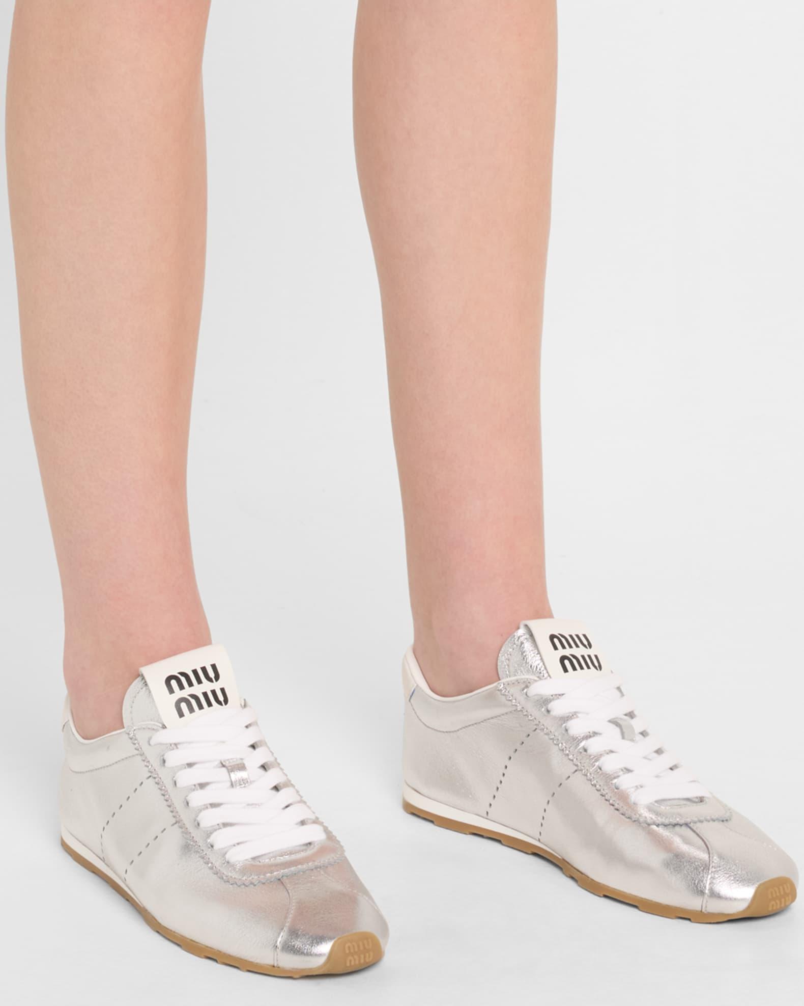 Metallic Leather Retro Runner Sneakers Product Image