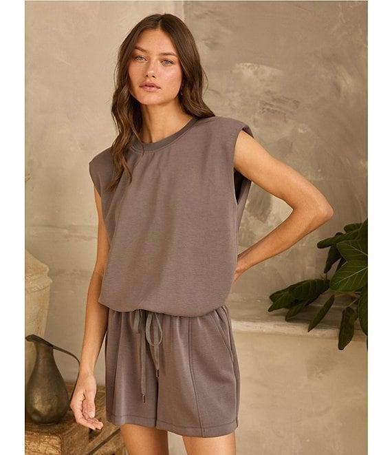 Skies Are Blue Brushed Modal Crew Neck Sleeveless Muscle Top Product Image