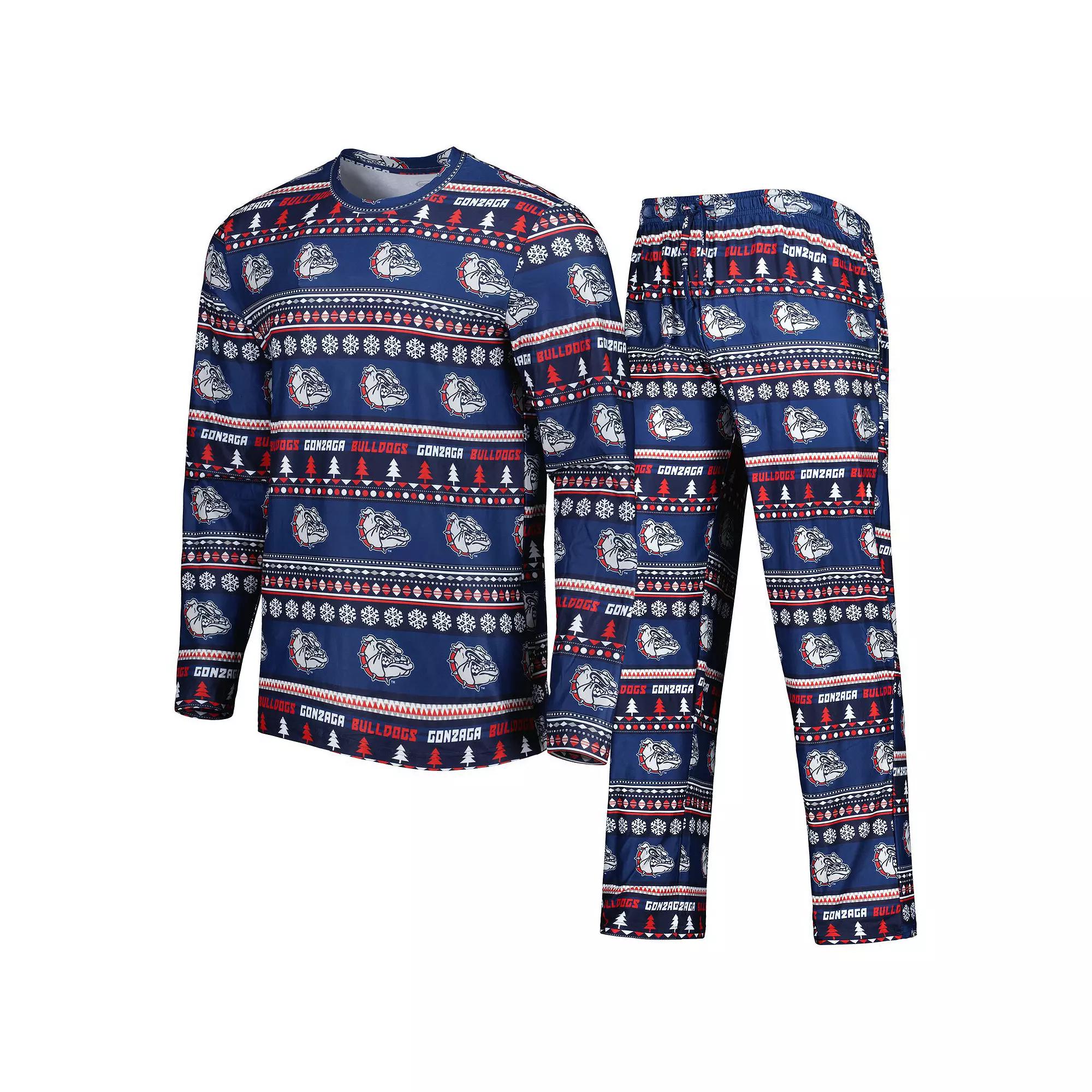 Men's Concepts Sport Navy Gonzaga Bulldogs Swivel Long Sleeve T-Shirt & Pants Sleep Set,  Product Image